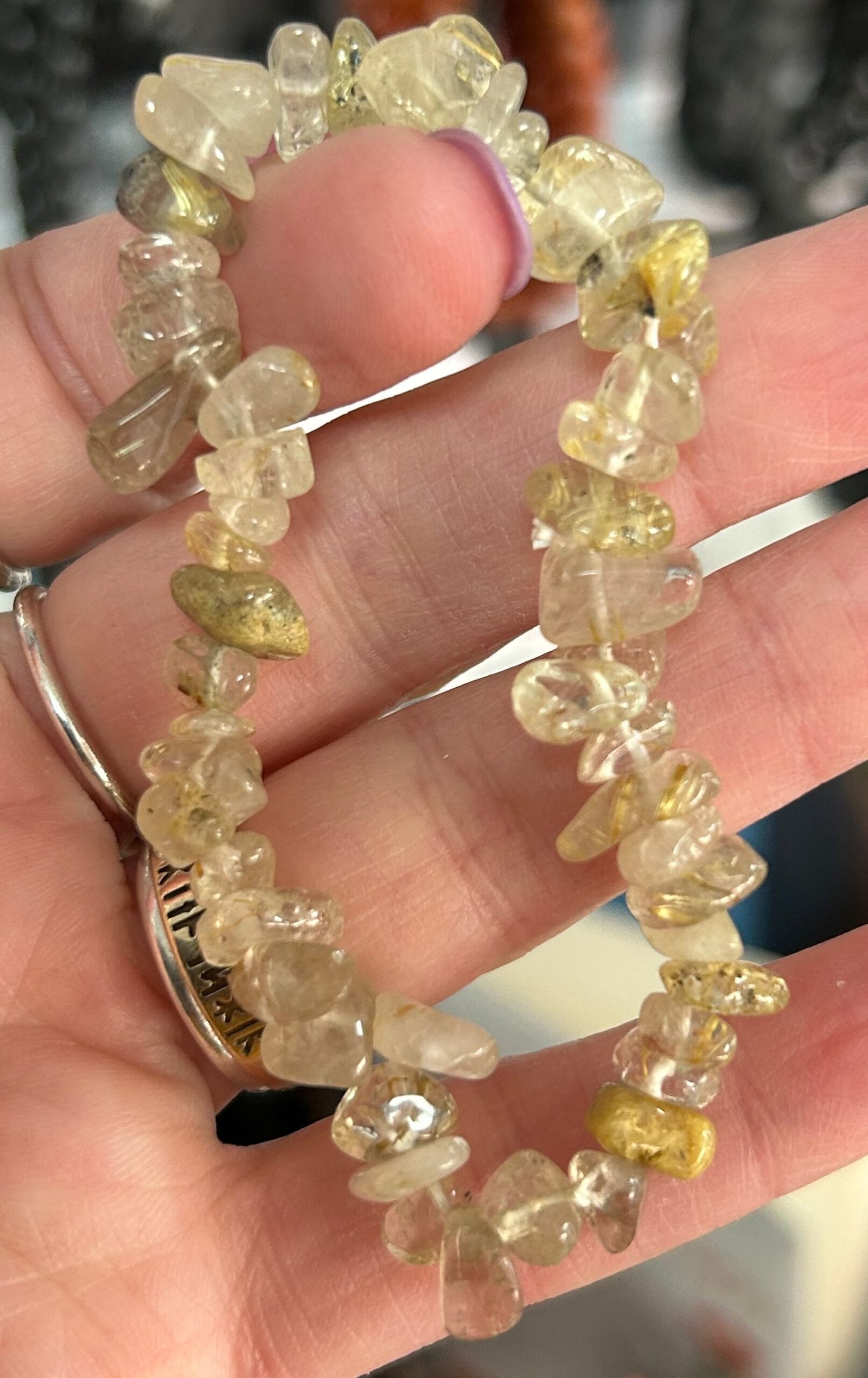 Rutilated Quartz Chipstone Bracelet