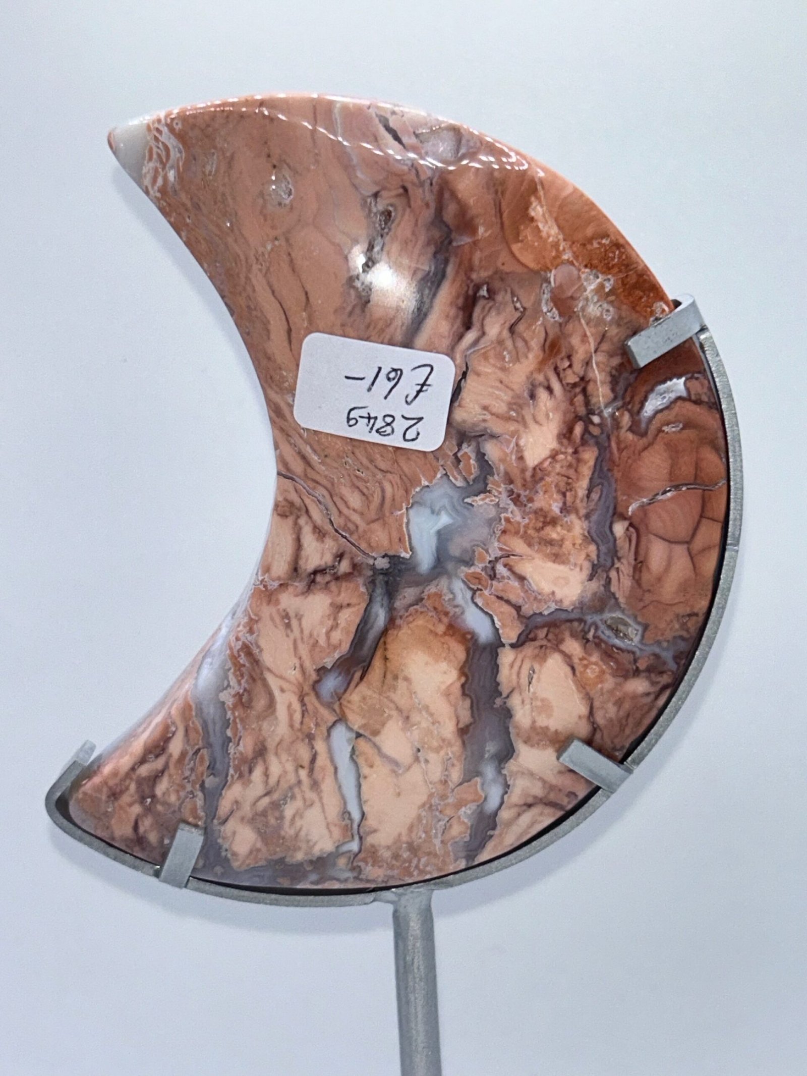 Cotton Candy Agate Crescent Moon on Stand - Image 2
