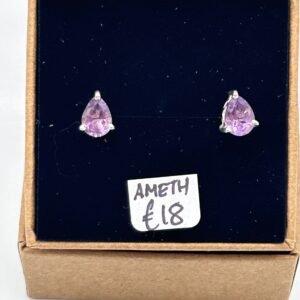 Sterling Silver Amethyst Stud Earrings