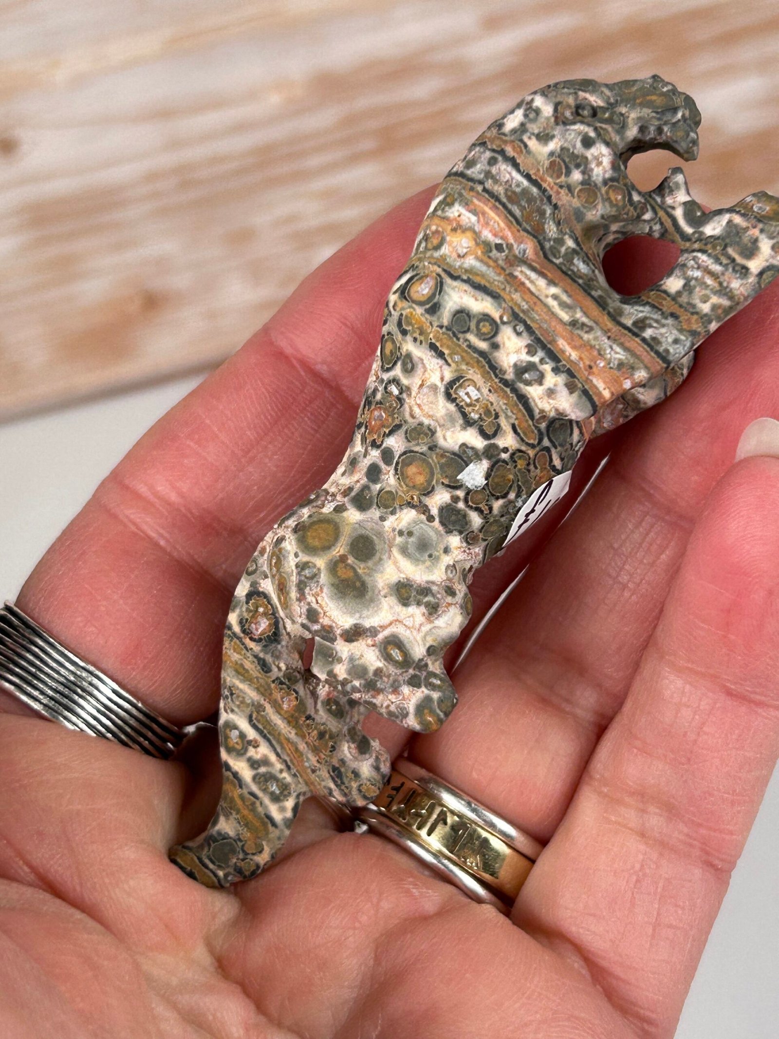 Leopard Skin Jasper (Jaguar Stone) Jaguar Carving - Image 3