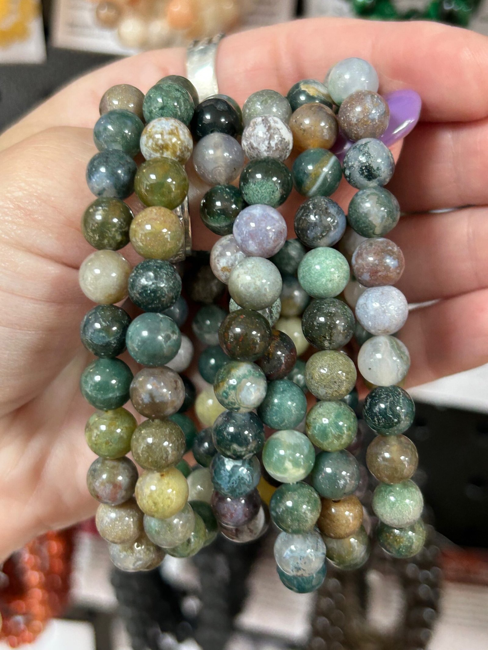 Indian Agate Bead Bracelet - Image 2