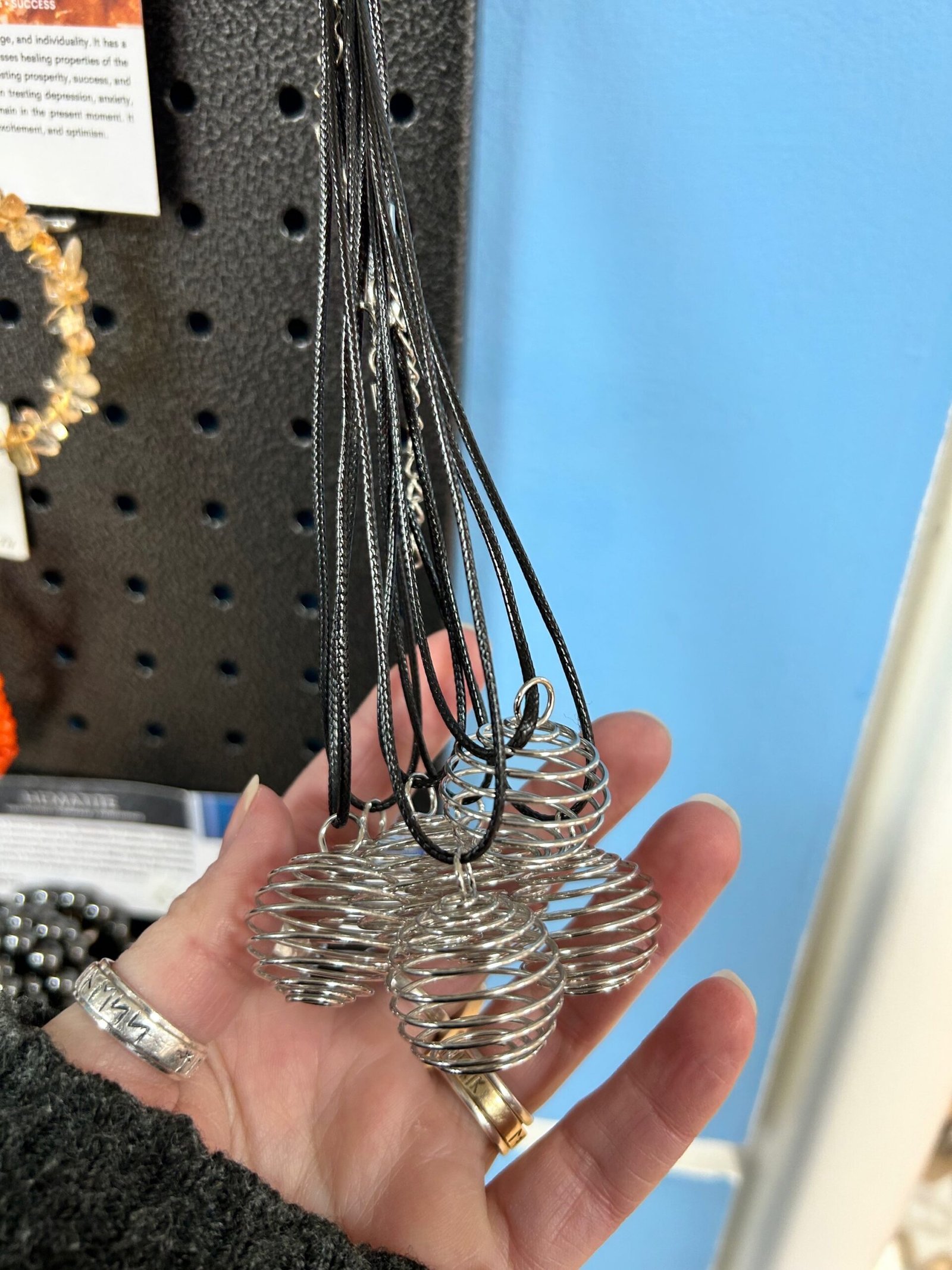 Cage Pendant with black cord chain - Image 2