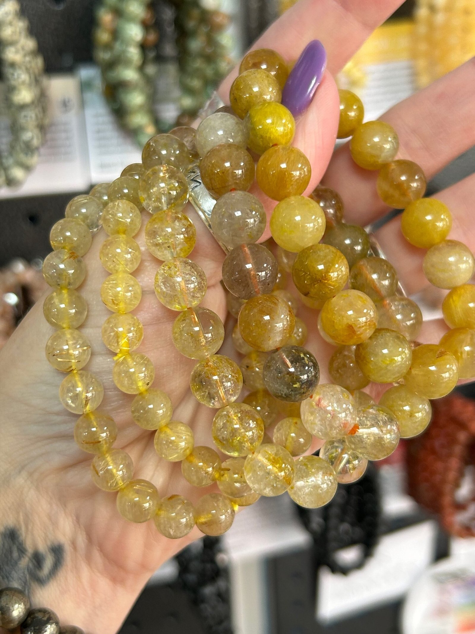 Rutilated Quartz Bead Bracelet