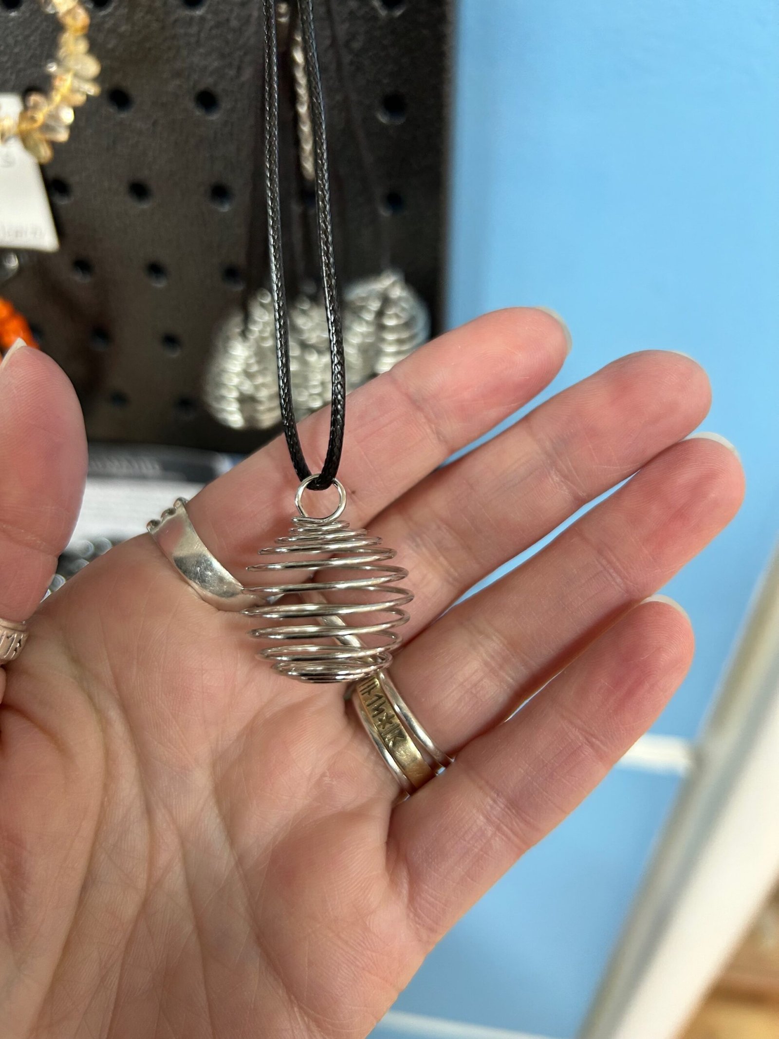 Cage Pendant with black cord chain