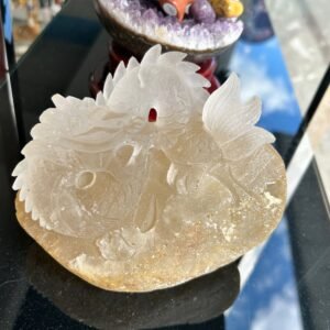 Hand Carved Clear Quartz Dragon