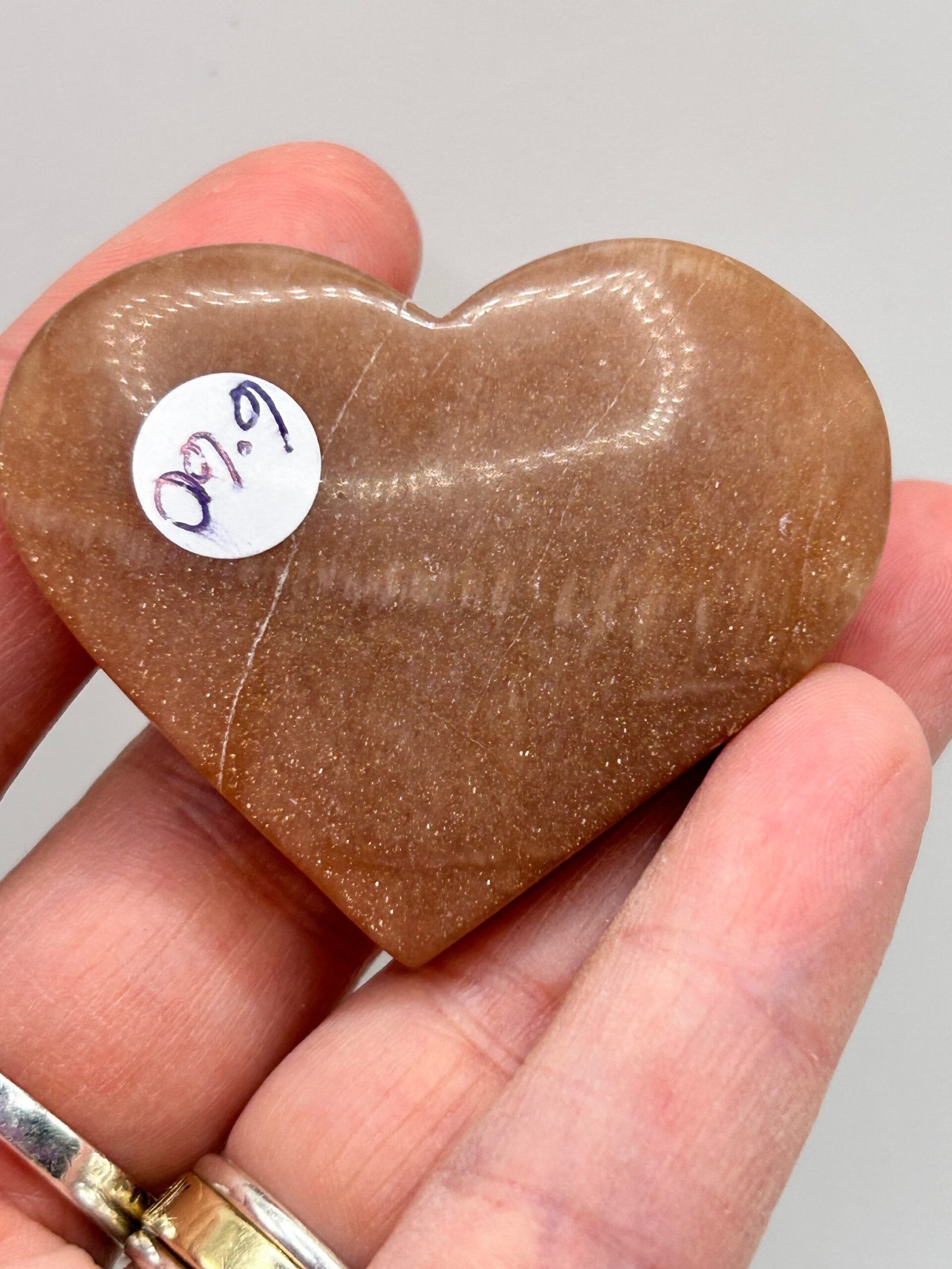 Sunstone Heart Palm Stone