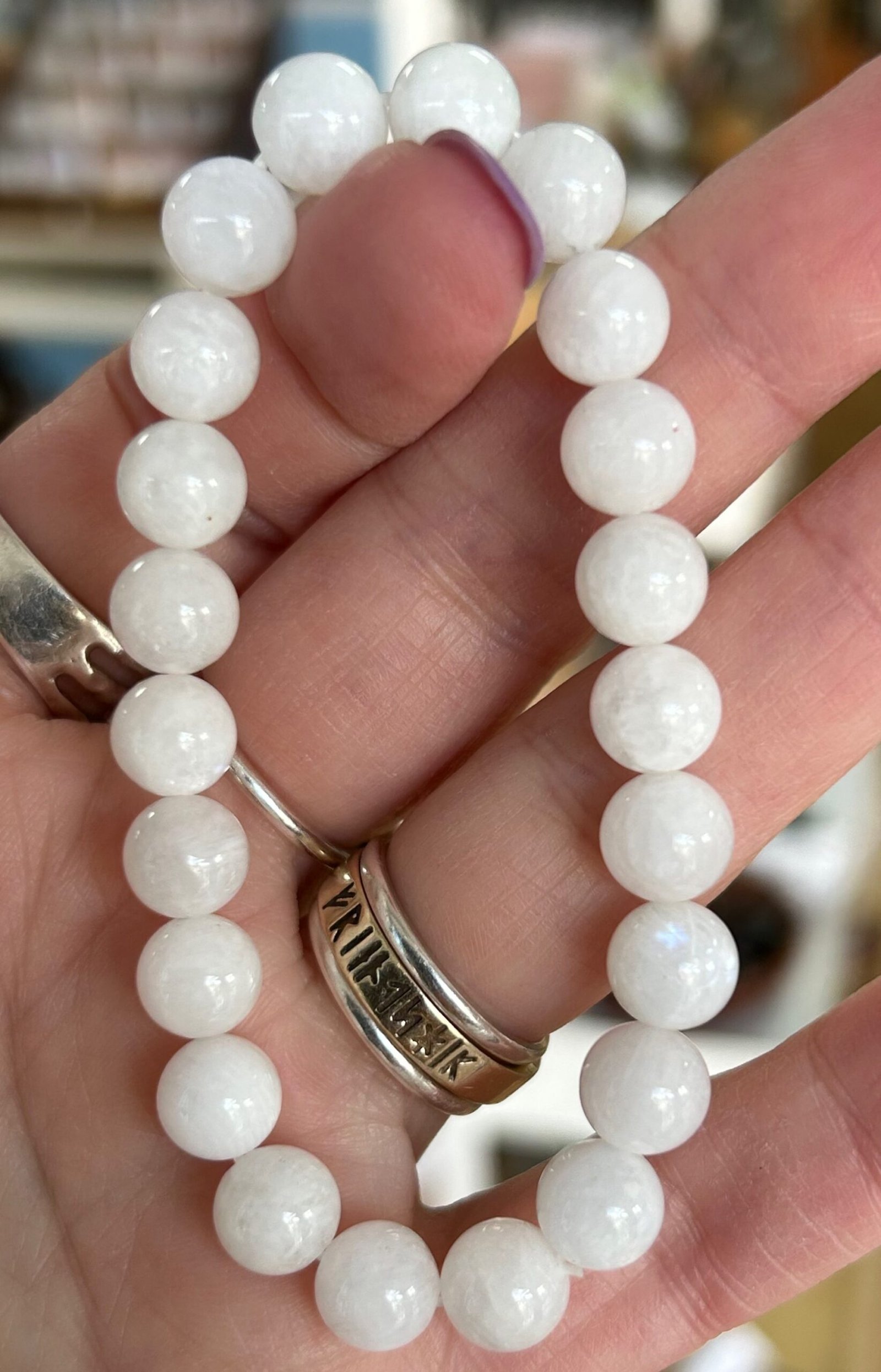 Rainbow Moonstone Bead Bracelet
