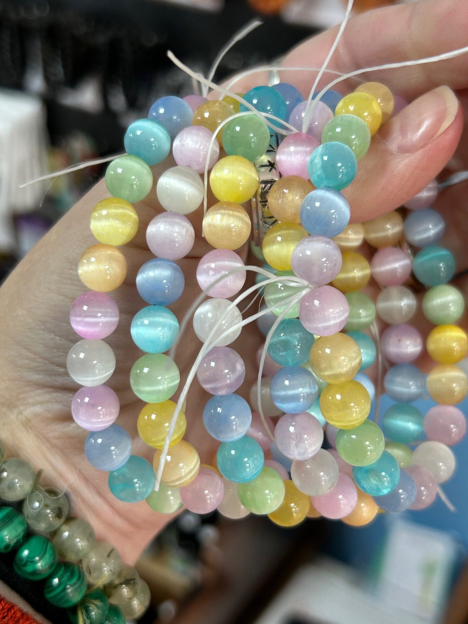 Coloured Selenite 8mm Bead Bracelet