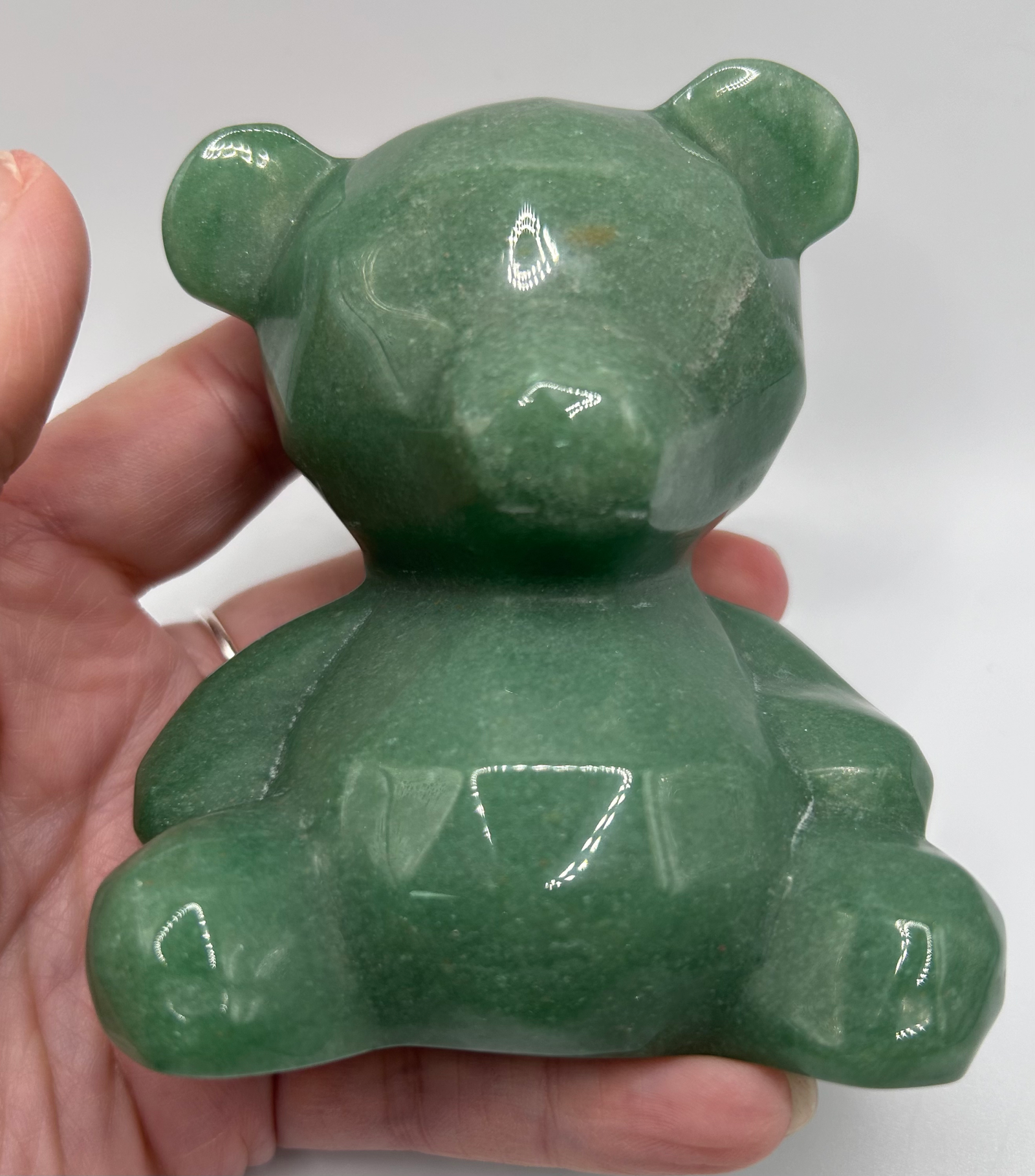 Green Aventurine Geometric Bear Carving - Image 2