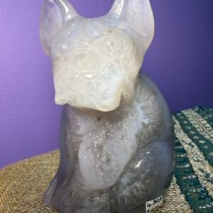Agate Dog (French Bull Dog?) Carving