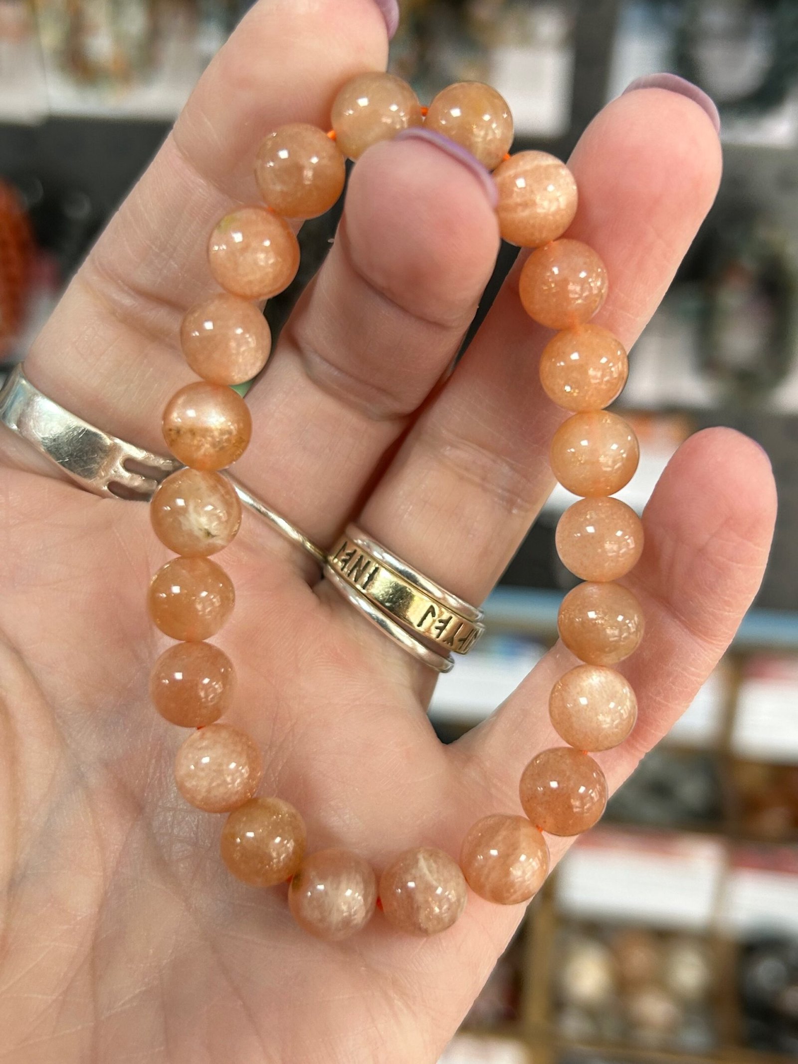 Sunstone Bead Bracelet