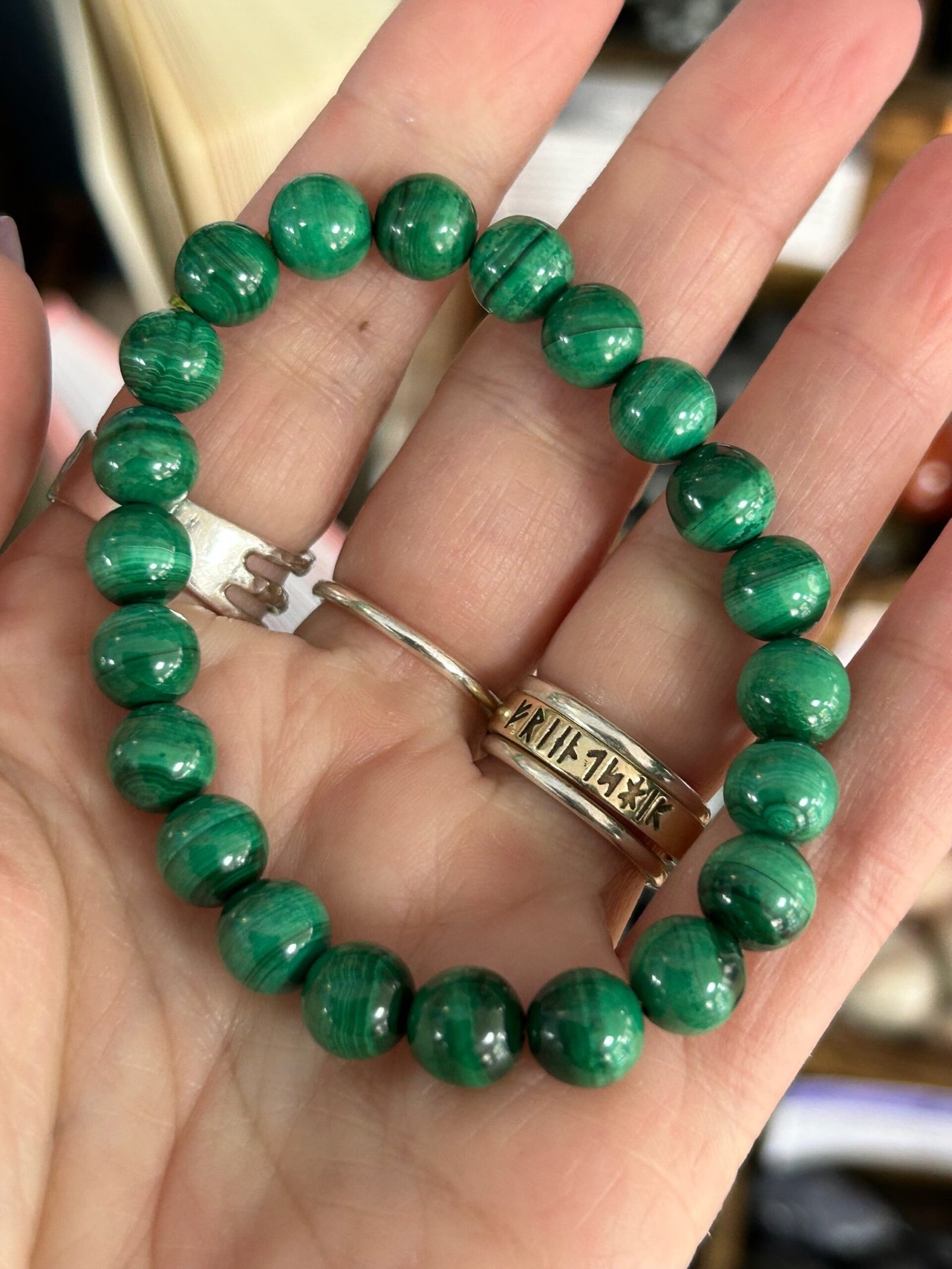 Malachite Bead Bracelet