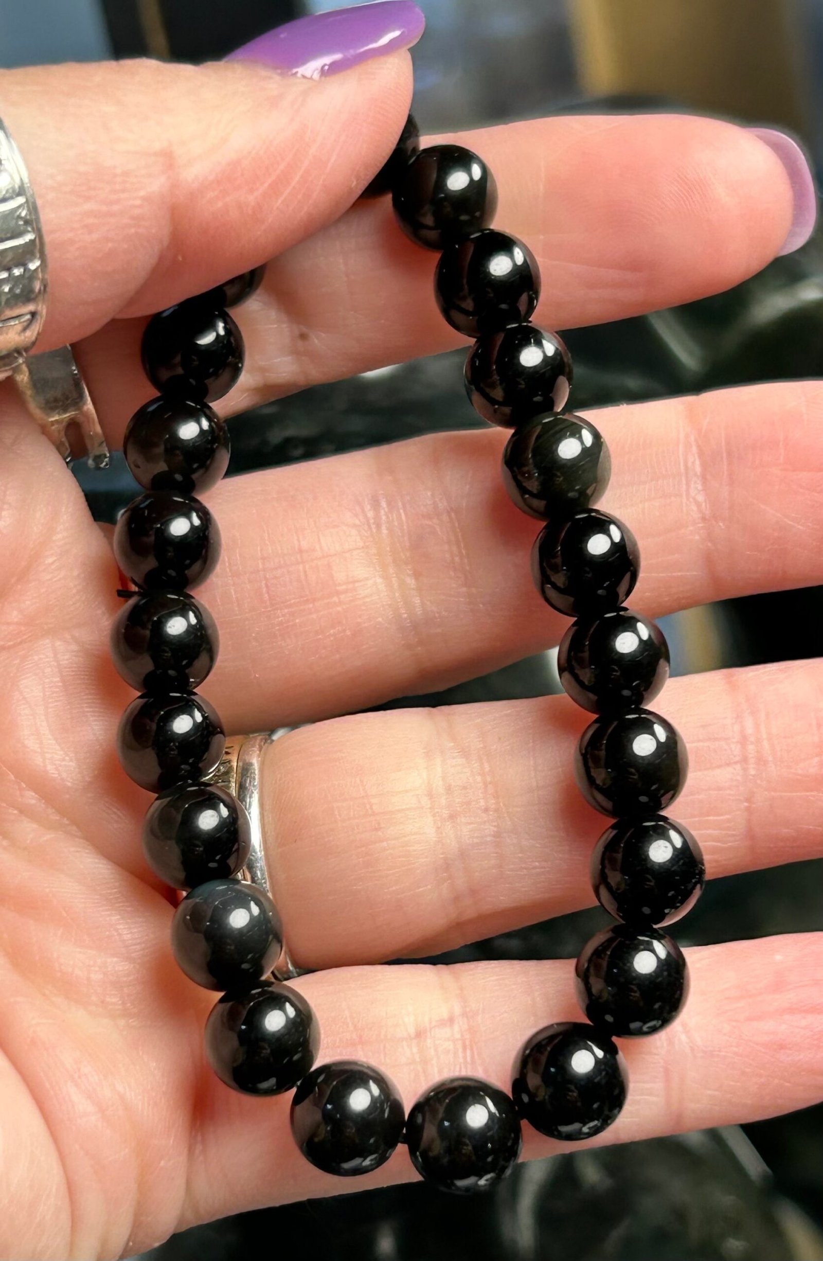 Rainbow Obsidian Bead Bracelet