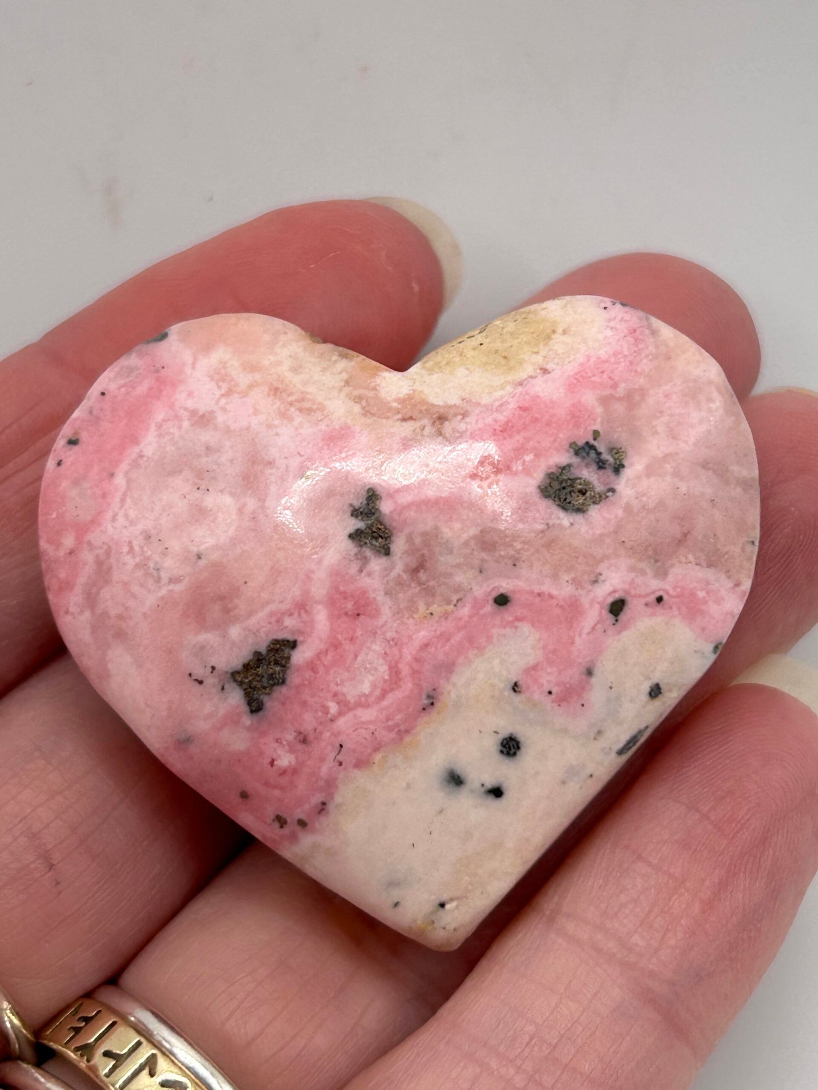 Peruvian Rhodonite Heart Palm Stone