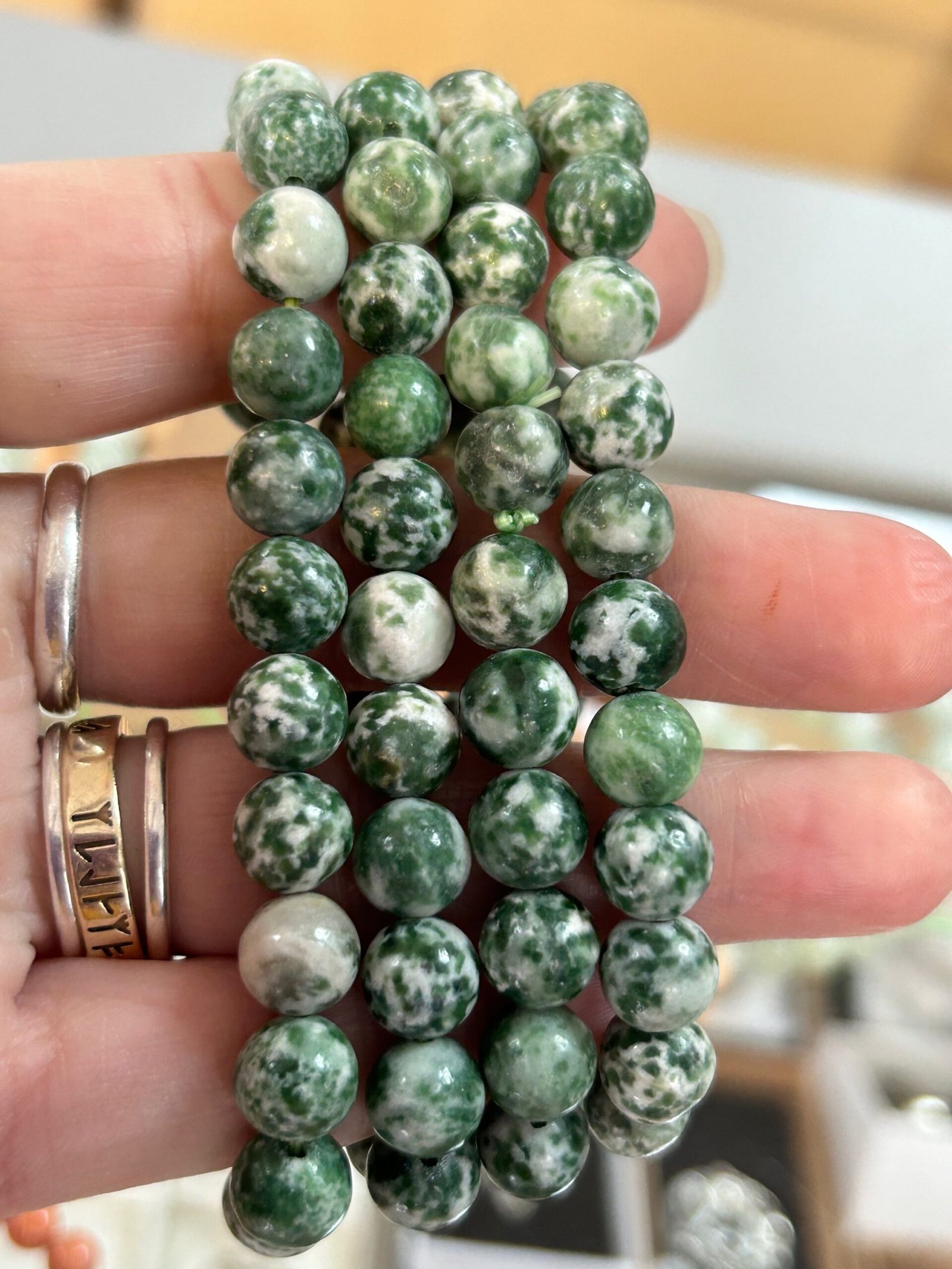 Tree Agate Bead Bracelet