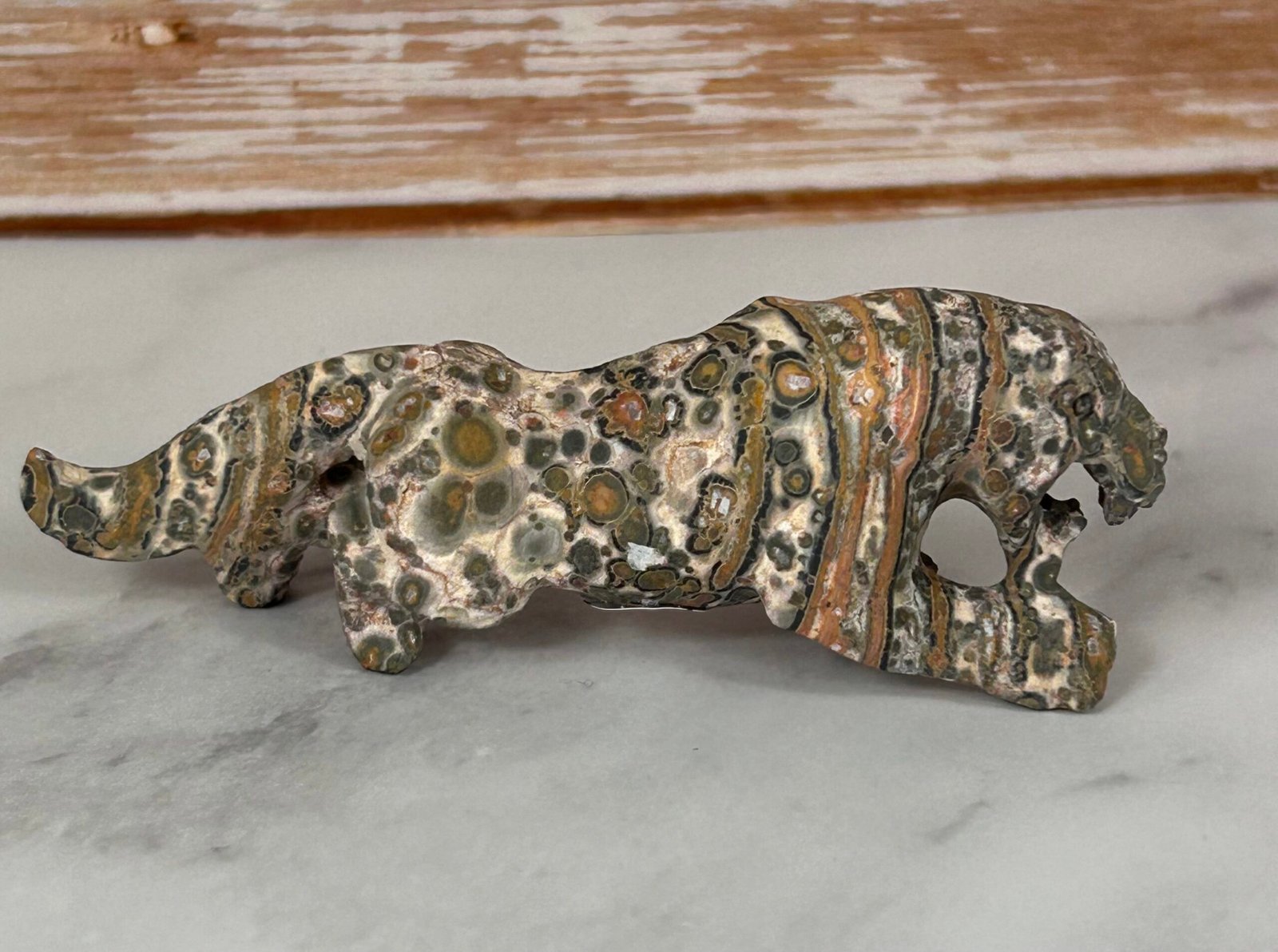 Leopard Skin Jasper (Jaguar Stone) Jaguar Carving - Image 2