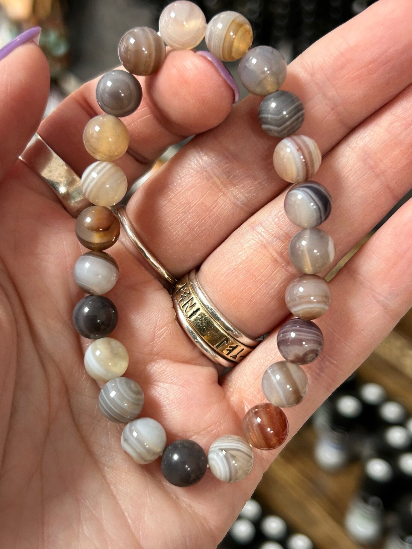 Botswana Agate Bead Bracelet