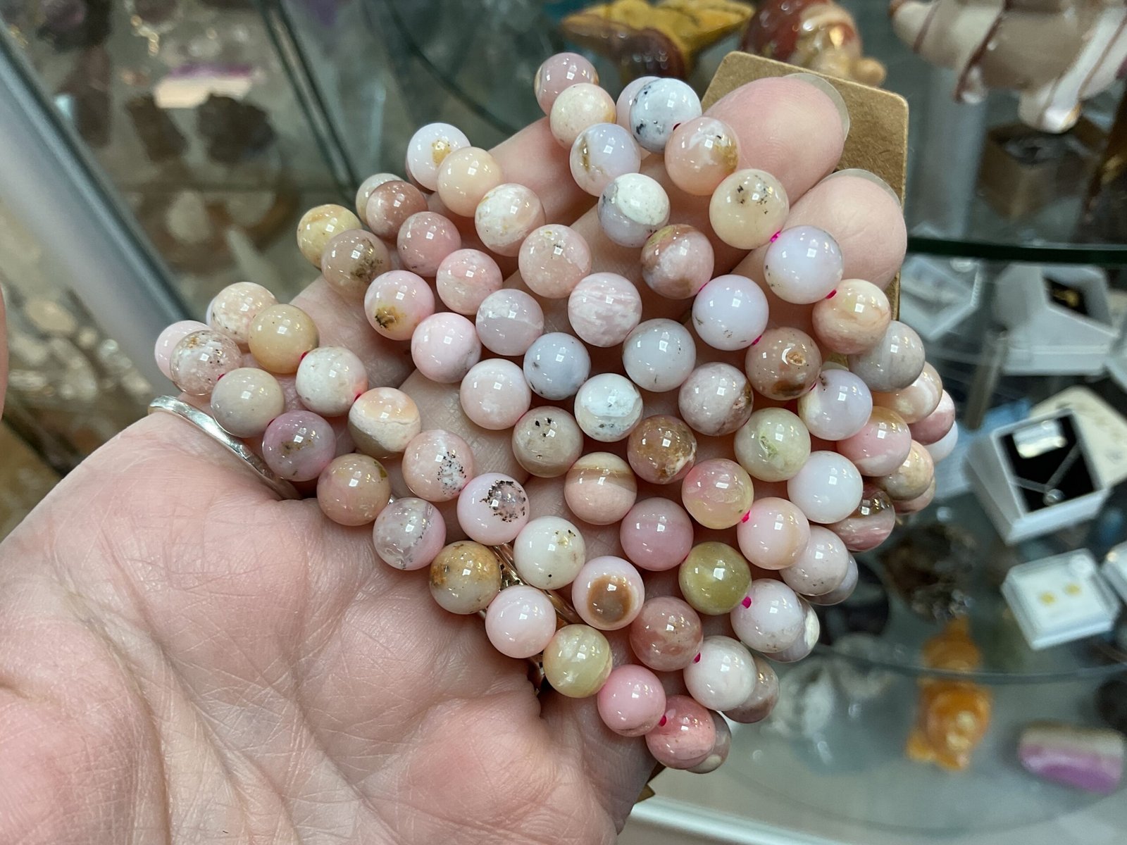 Pink Peruvian Opal Bead Bracelet
