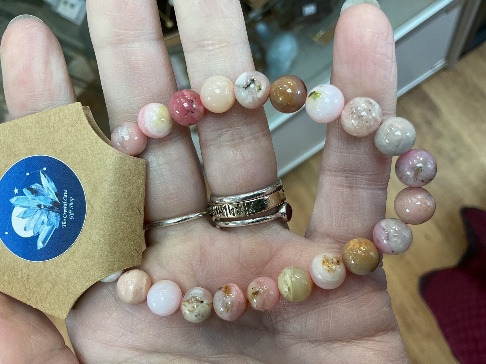 Pink Peruvian Opal Bead Bracelet - Image 3