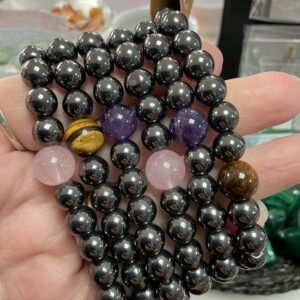 Hematite Bead Bracelet with Gemstone Bead