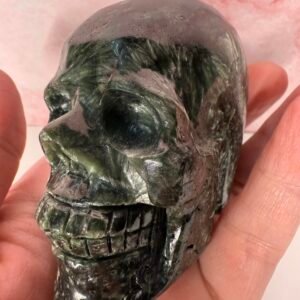 Seraphinite Skull Carving