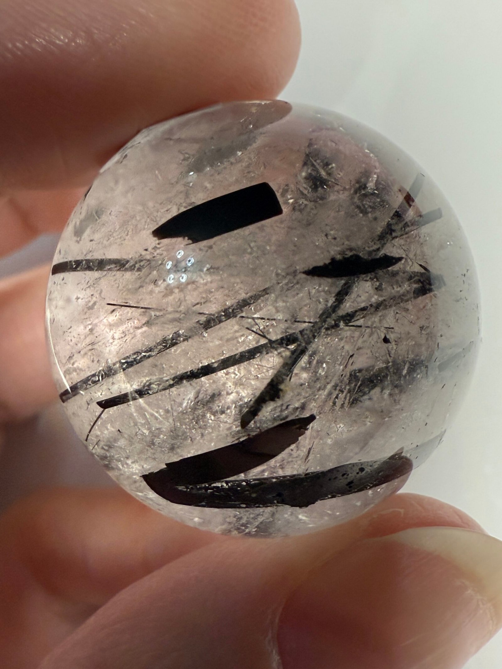 High Quality Tourmaline in Quartz Small Sphere