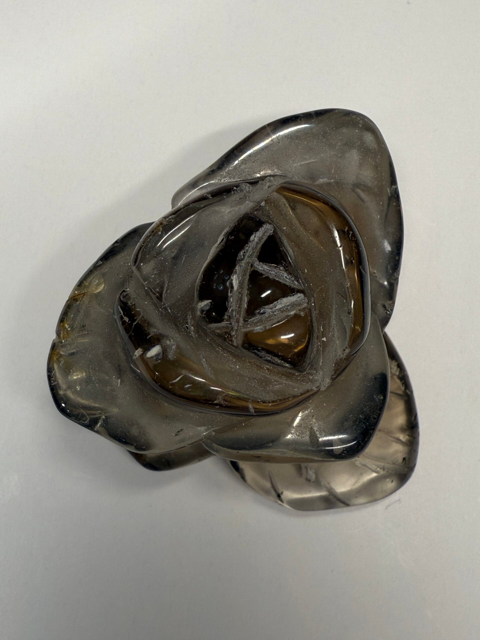Smoky Quartz Rose Carving - Image 2