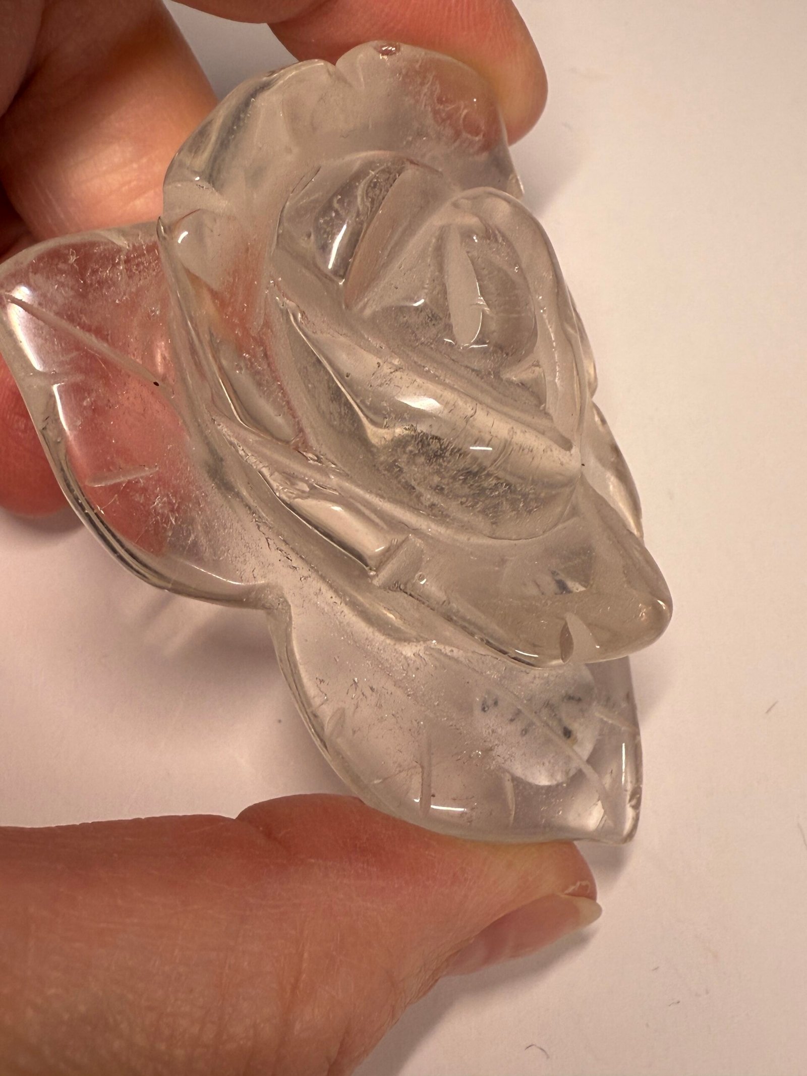 Clear Quartz Rose Carving