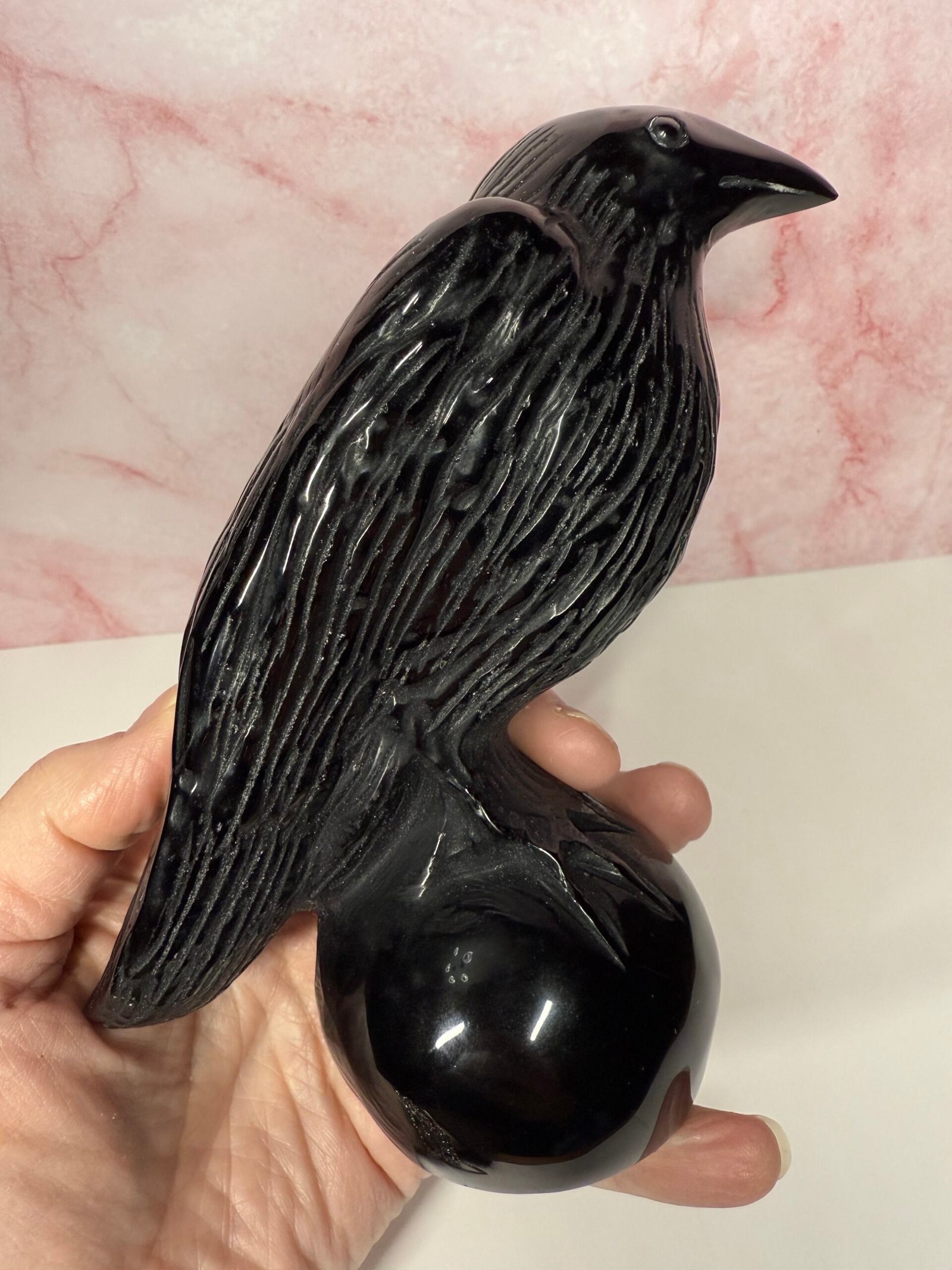 Black Obsidian Crow/Raven Carving