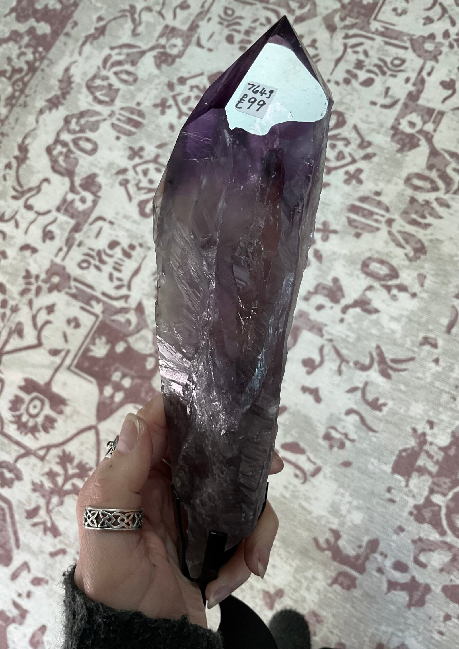 Natural Bahia Amethyst Wand on stand - Image 3