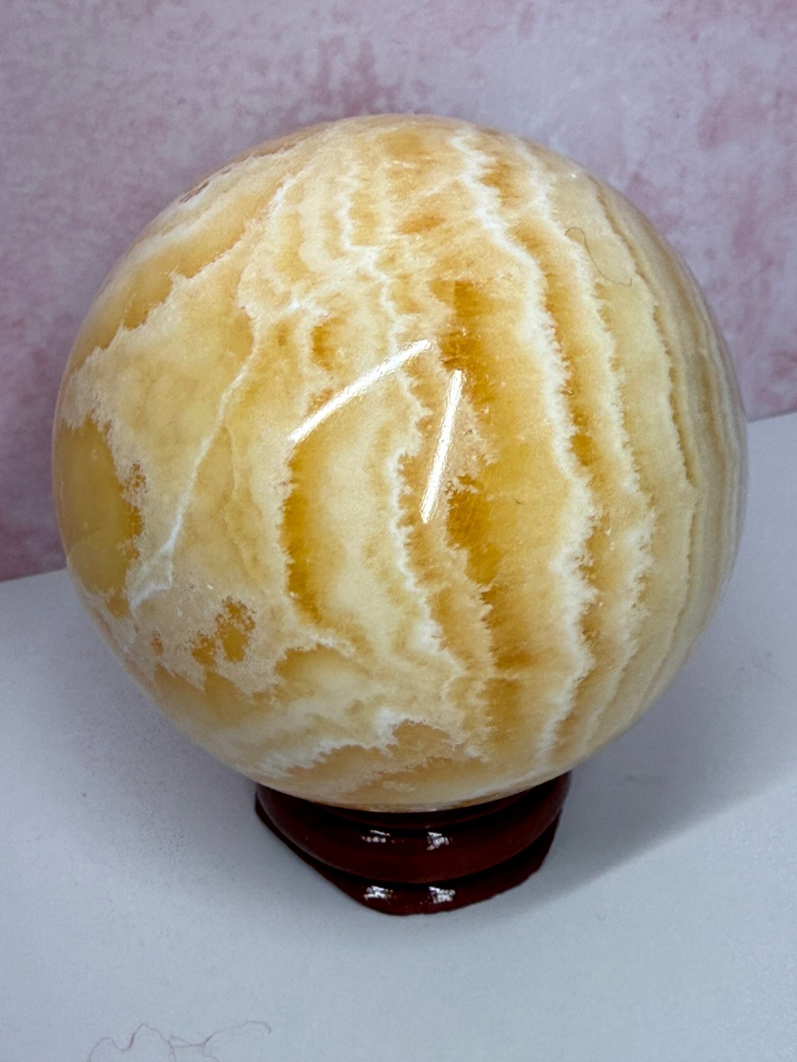 Banded Orange Calcite Sphere