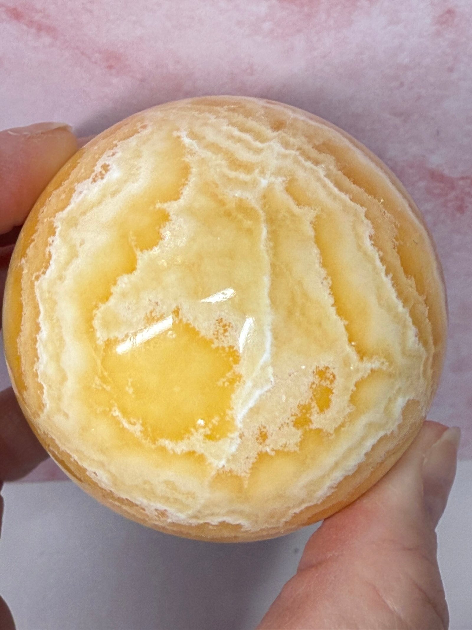 Banded Orange Calcite Sphere - Image 8
