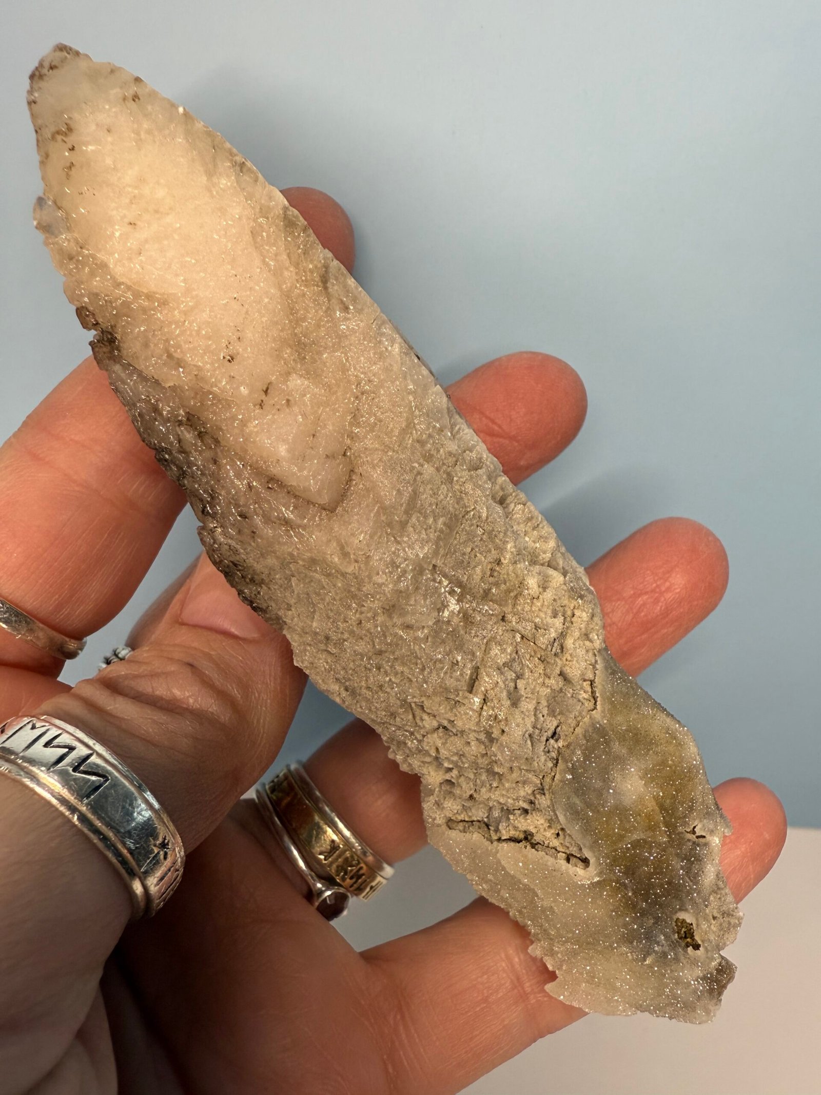 Natural Drusy Quartz Coated Calcite Pseudomorph Specimen