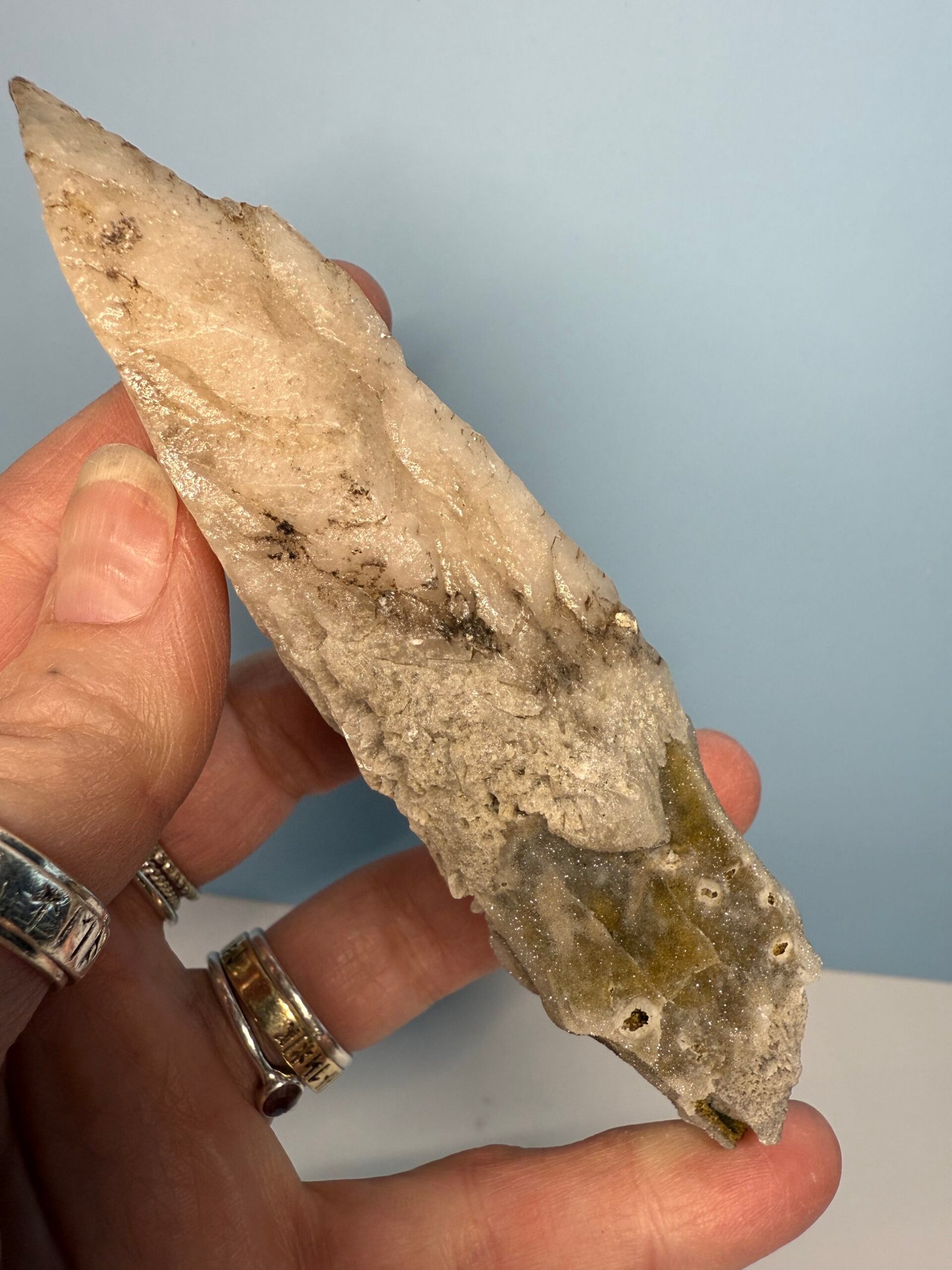 Natural Drusy Quartz Coated Calcite Pseudomorph Specimen - Image 6