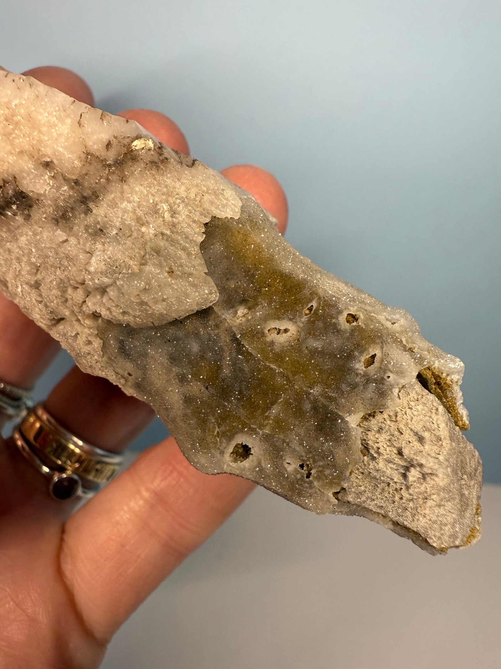 Natural Drusy Quartz Coated Calcite Pseudomorph Specimen - Image 9