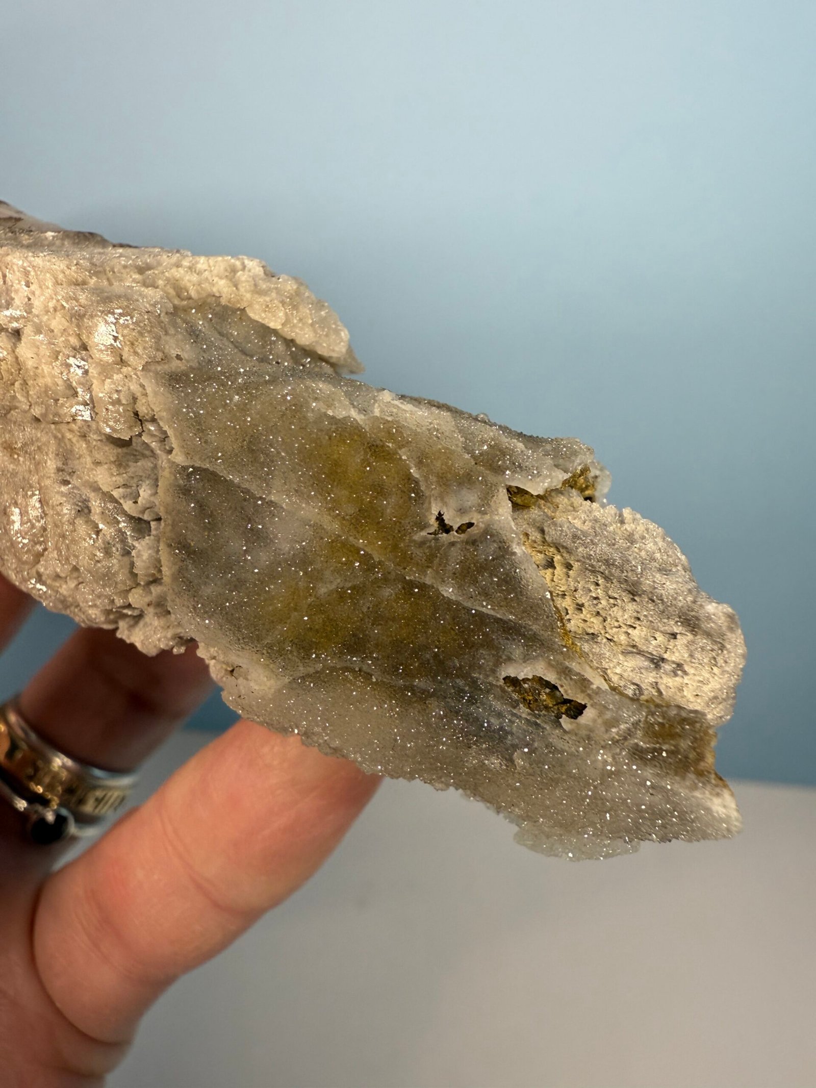 Natural Drusy Quartz Coated Calcite Pseudomorph Specimen - Image 10