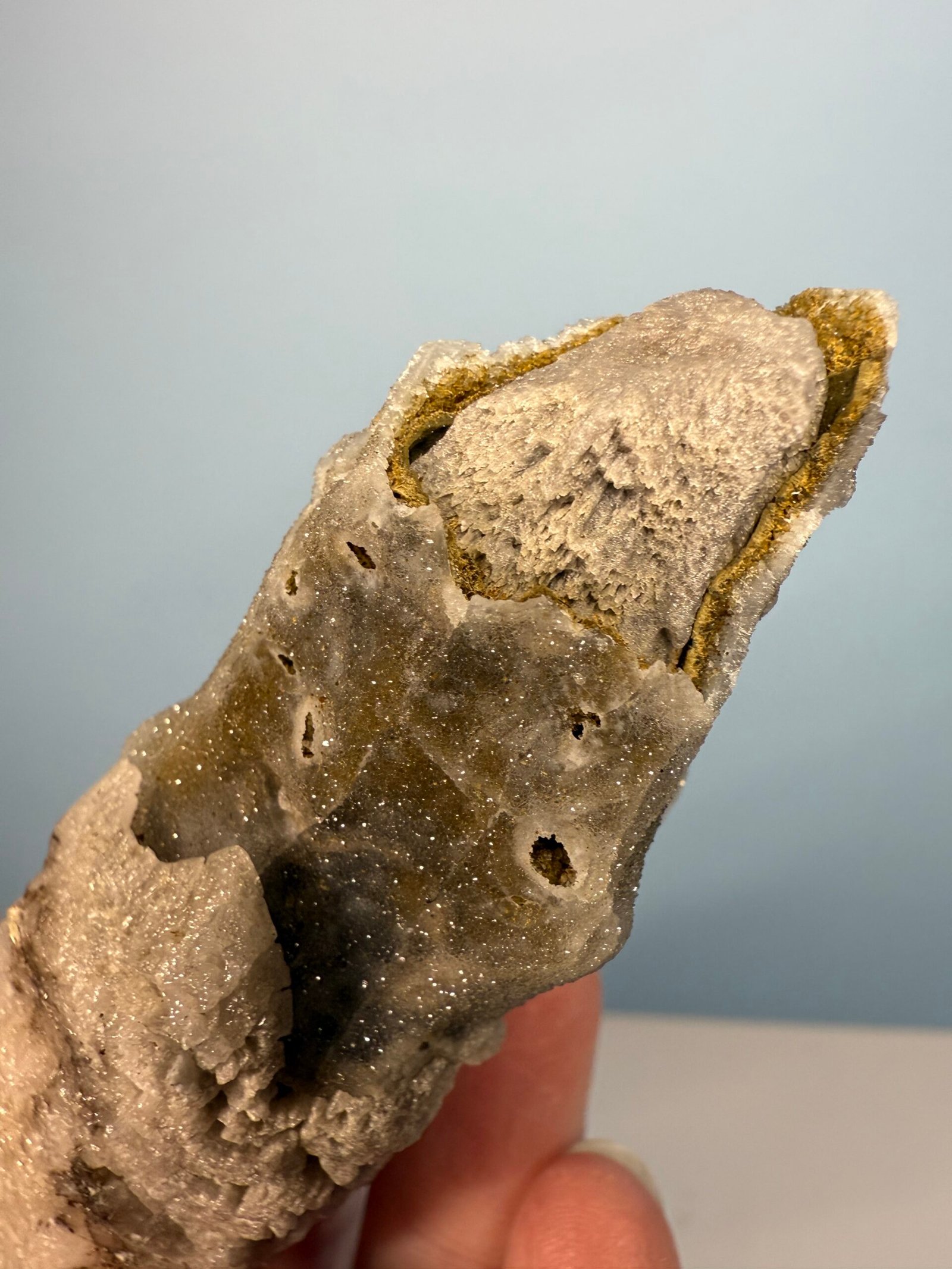 Natural Drusy Quartz Coated Calcite Pseudomorph Specimen - Image 11