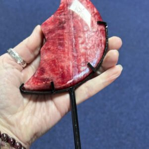 Moonstone (Dyed Red) Moon on Stand