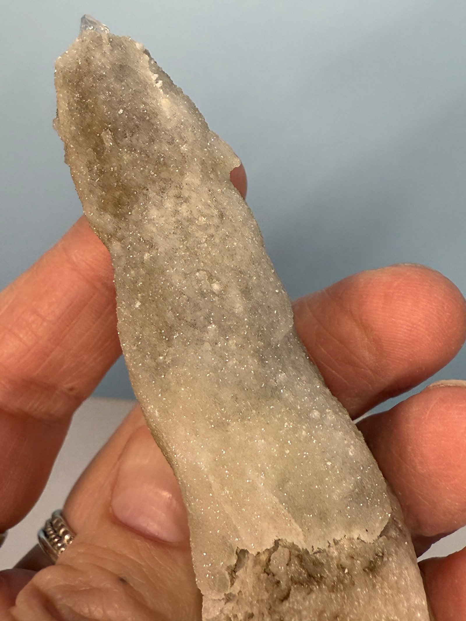 Natural Drusy Coated Quartz Coated Calcite Pseudomorph ‘Snow Finger’ - Image 6