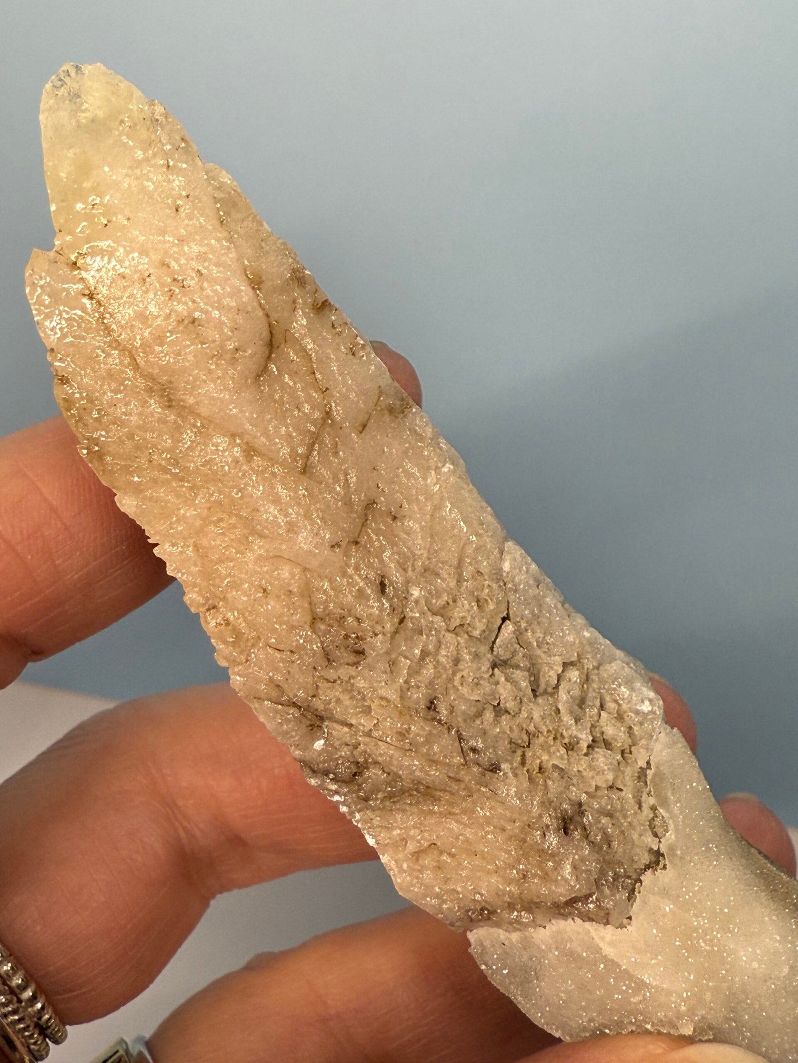 Natural Drusy Coated Quartz Coated Calcite Pseudomorph ‘Snow Finger’ - Image 8