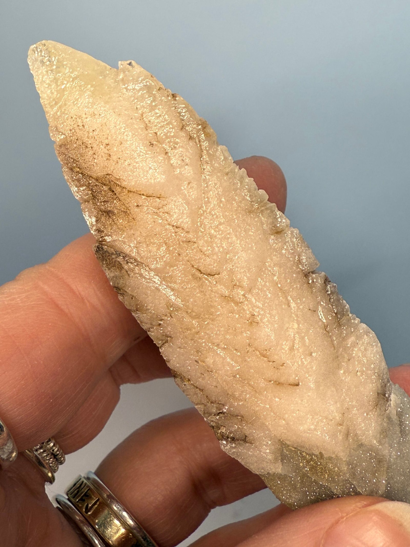 Natural Drusy Coated Quartz Coated Calcite Pseudomorph ‘Snow Finger’ - Image 11