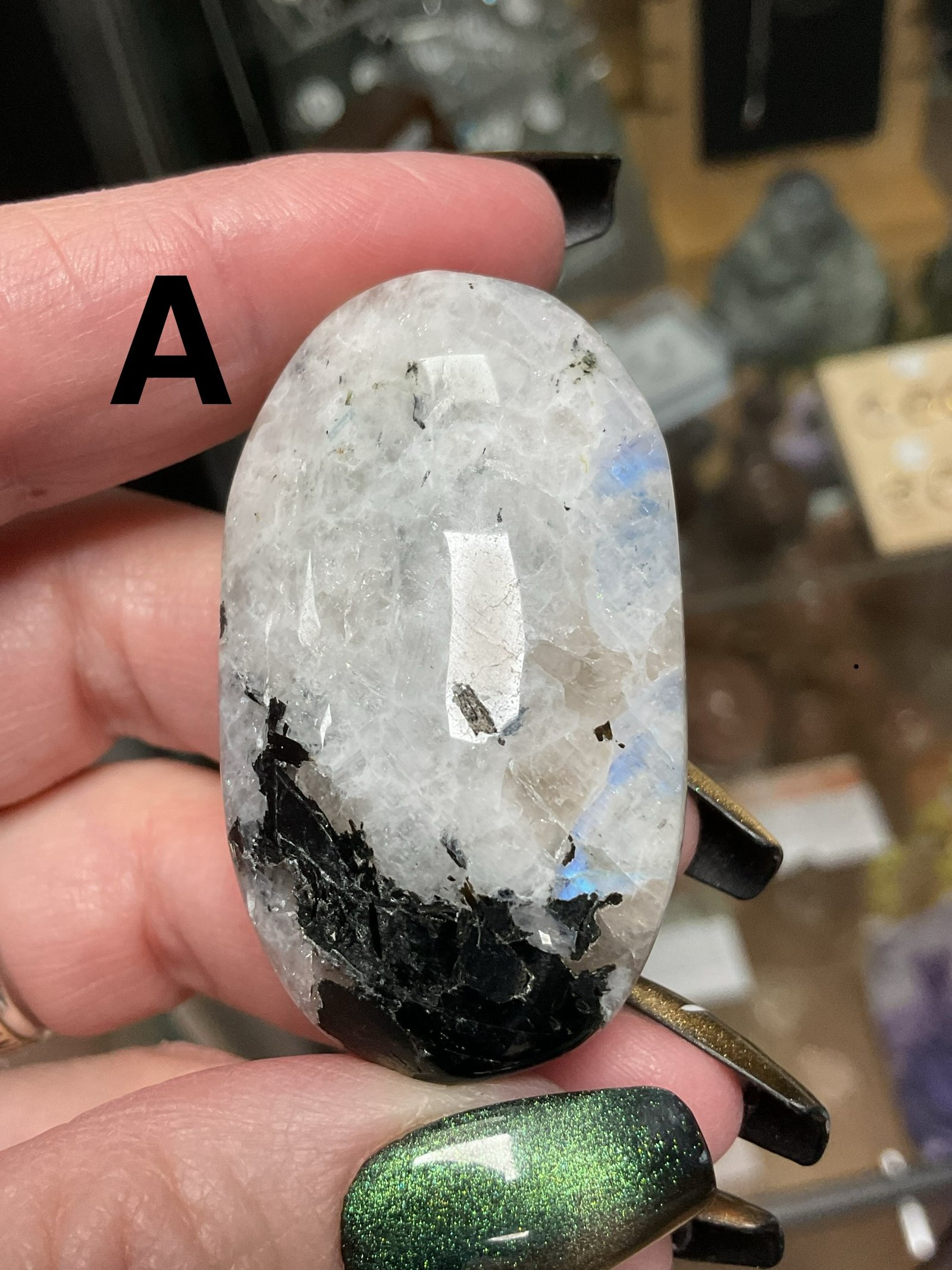 Rainbow Moonstone Palm Stone - Image 2
