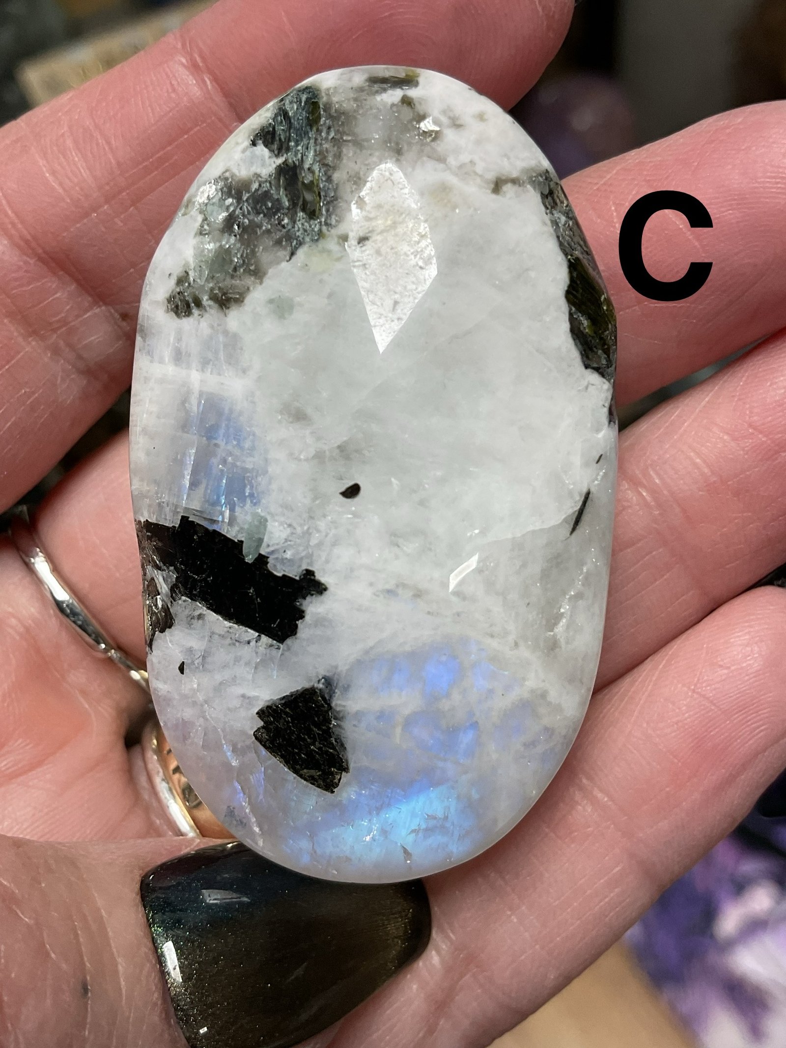 Rainbow Moonstone Palm Stone - Image 6