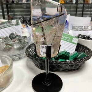 Tourmaline in Quartz Freeform on Stand