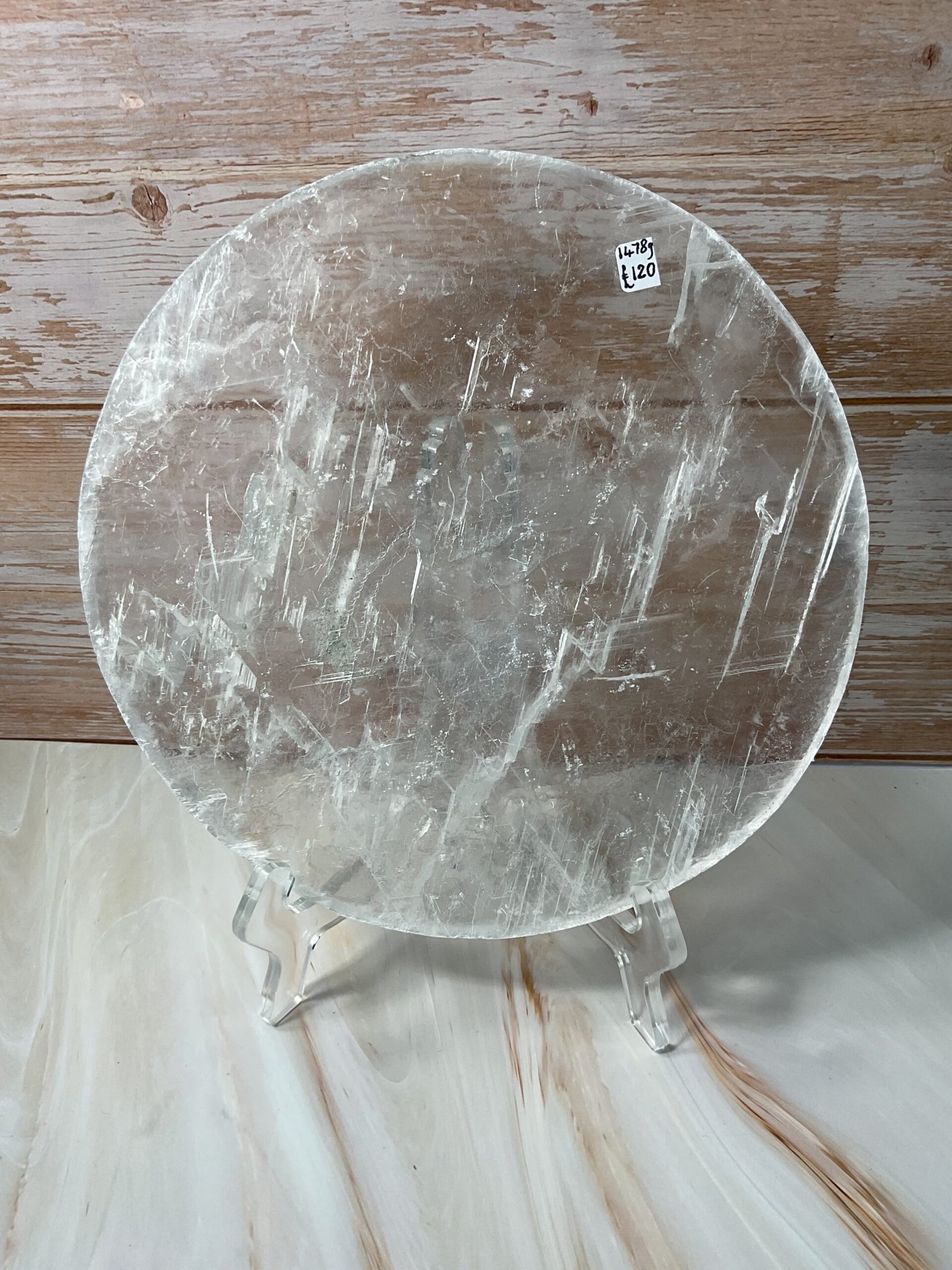 Large Selenite Round Plate