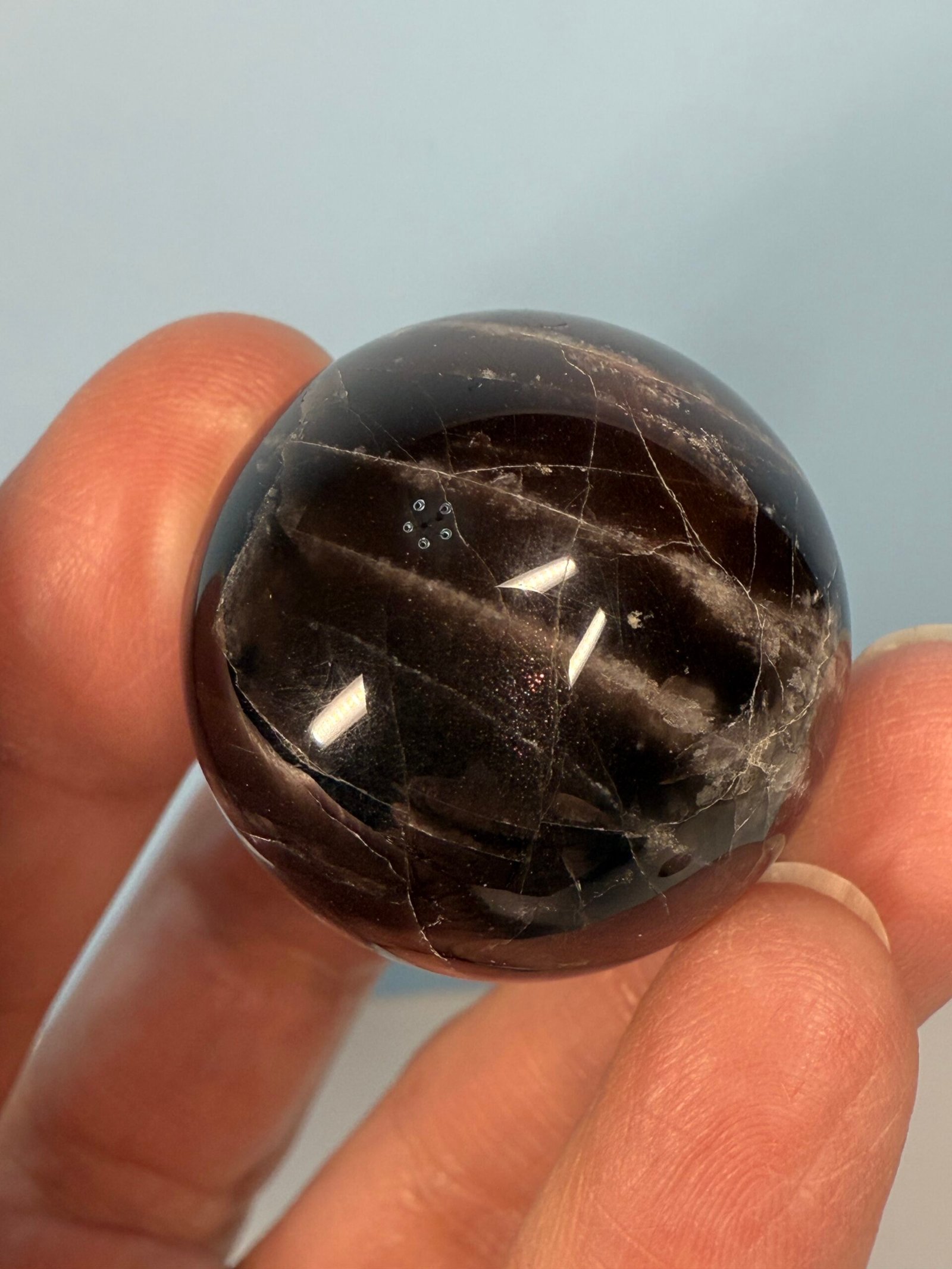 Black Moonstone with Sunstone Small Sphere - Image 3