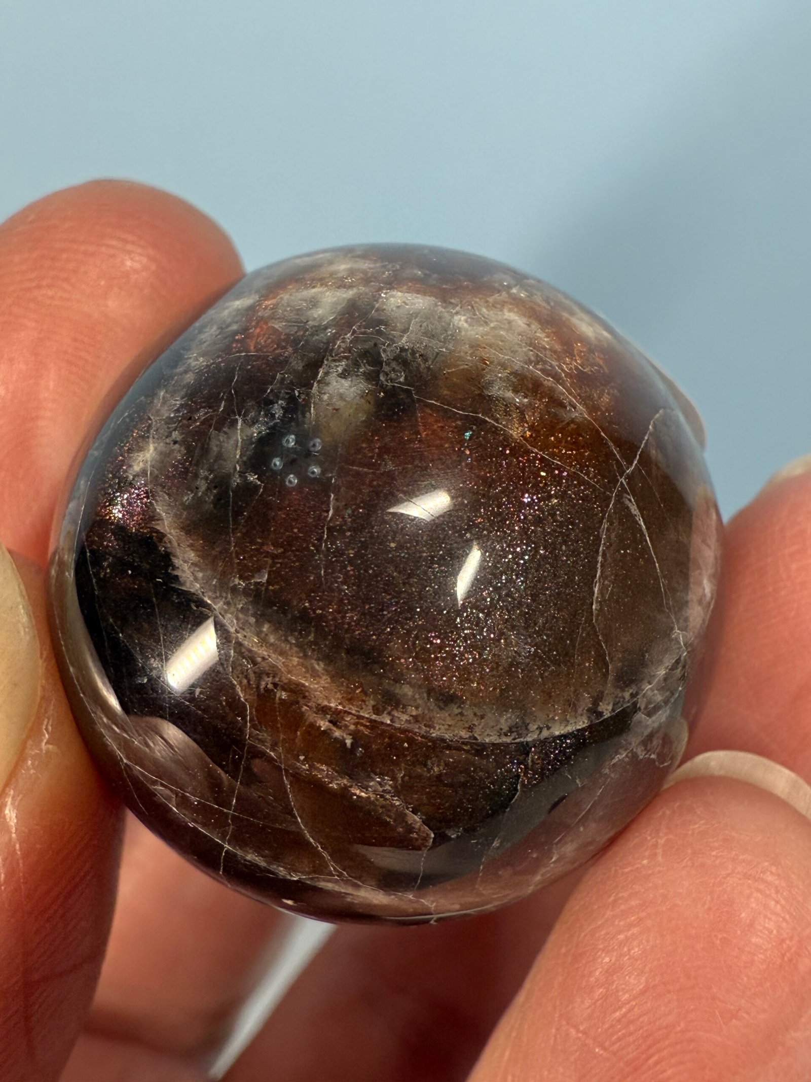 Black Moonstone with Sunstone Small Sphere - Image 2