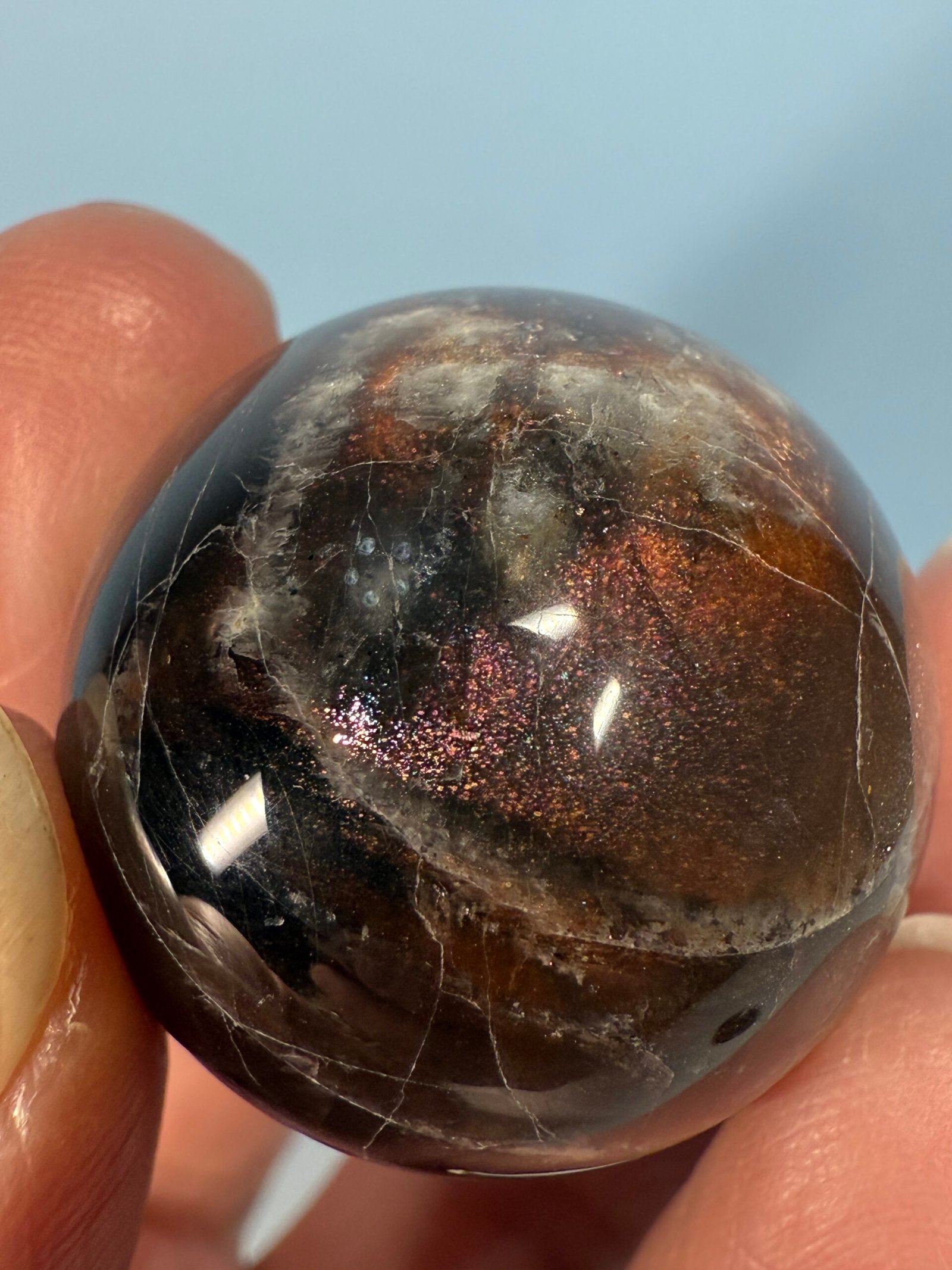 Black Moonstone with Sunstone Small Sphere - Image 6