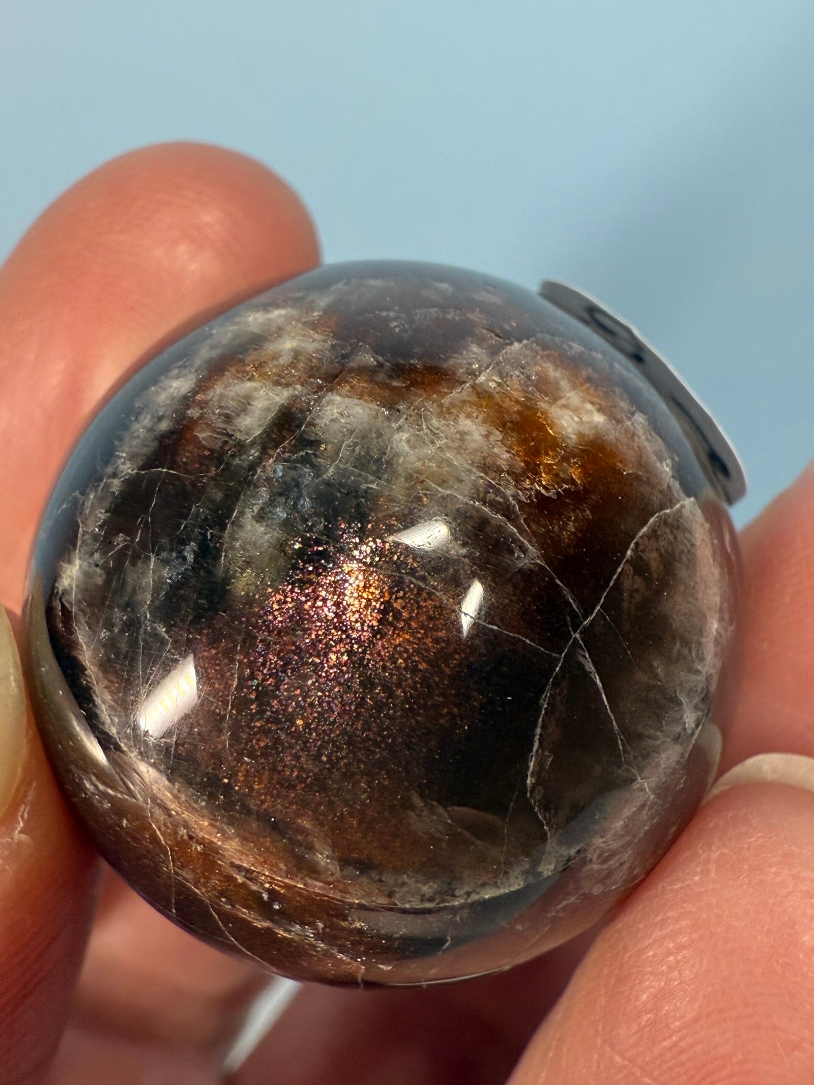 Black Moonstone with Sunstone Small Sphere - Image 5