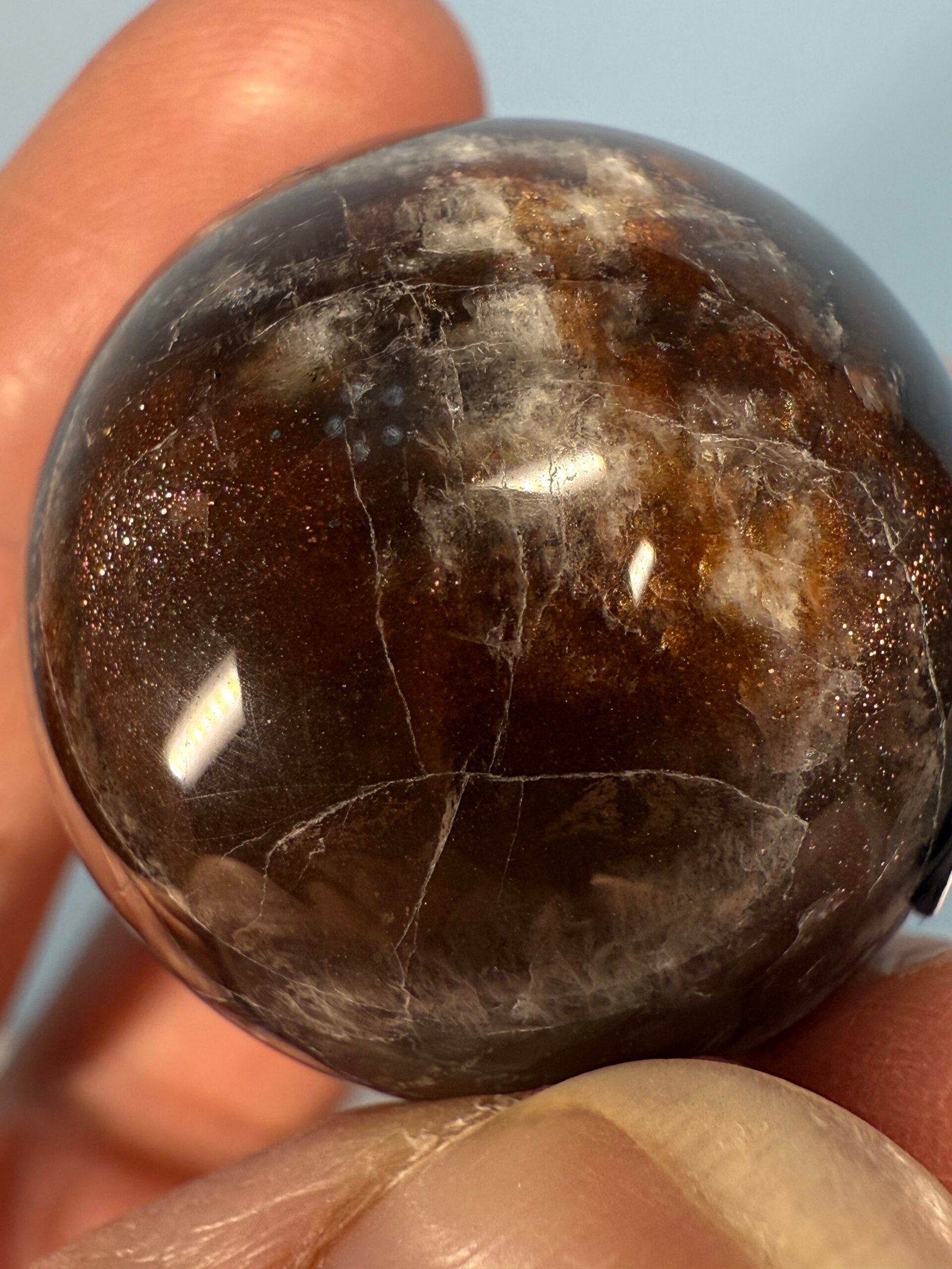 Black Moonstone with Sunstone Small Sphere - Image 4